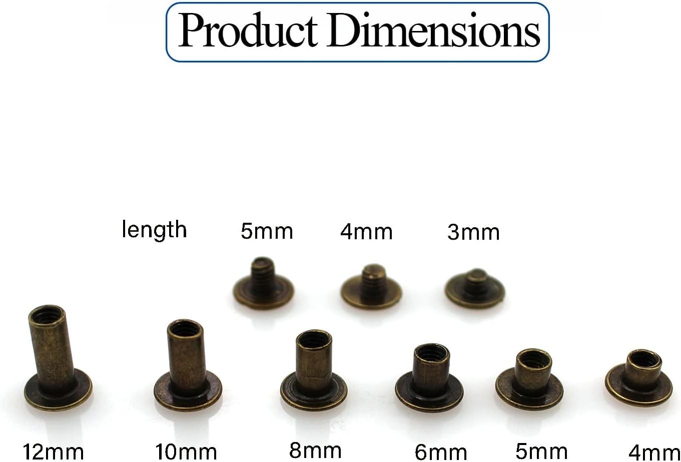 Leather Rivet Kit 90 Sets Bronze Chicago Screws Assorted Sizes for Craft Book…