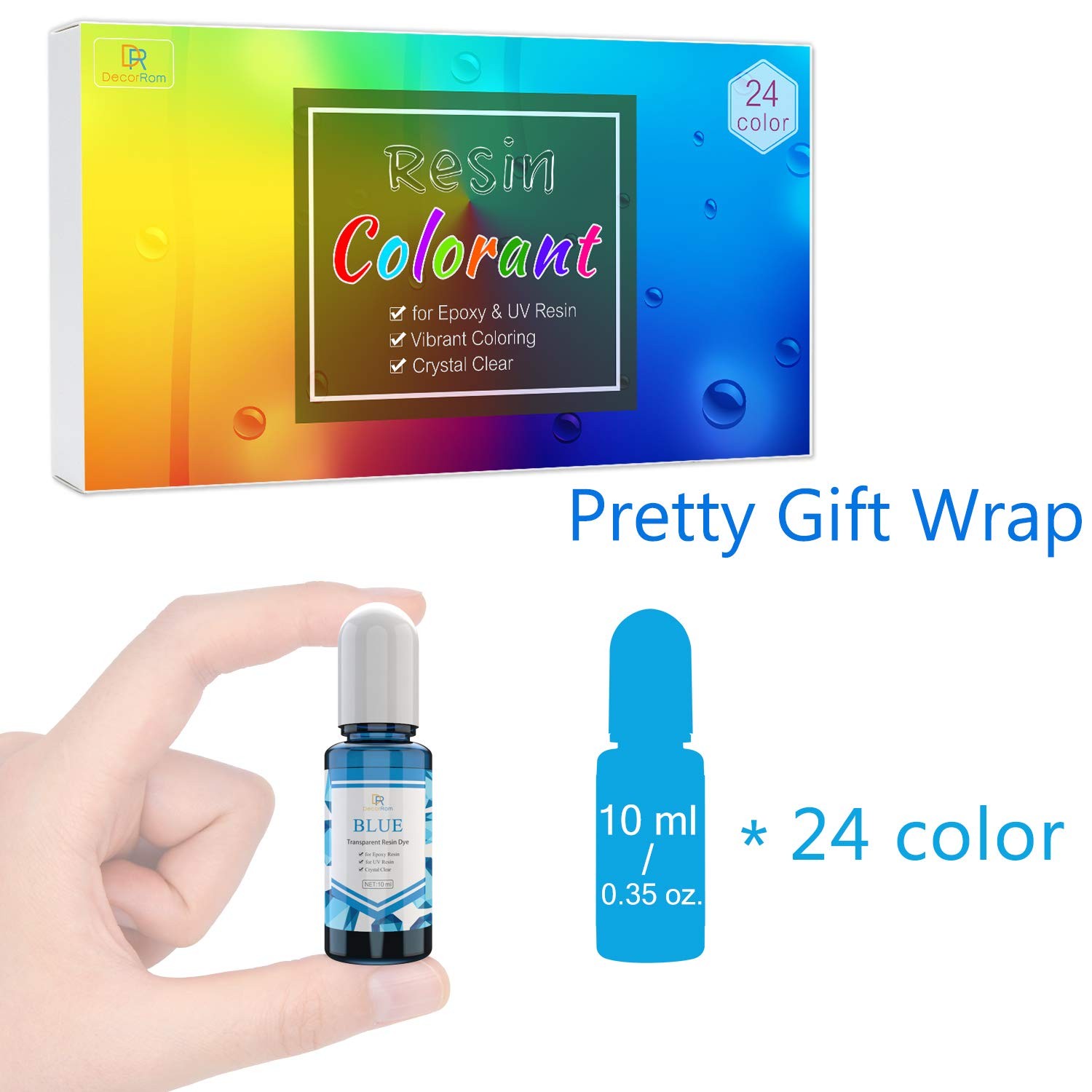 24 Color Epoxy Uv Resin Pigment – Crystal Transparent Epoxy Resin Dye for Uv Res
