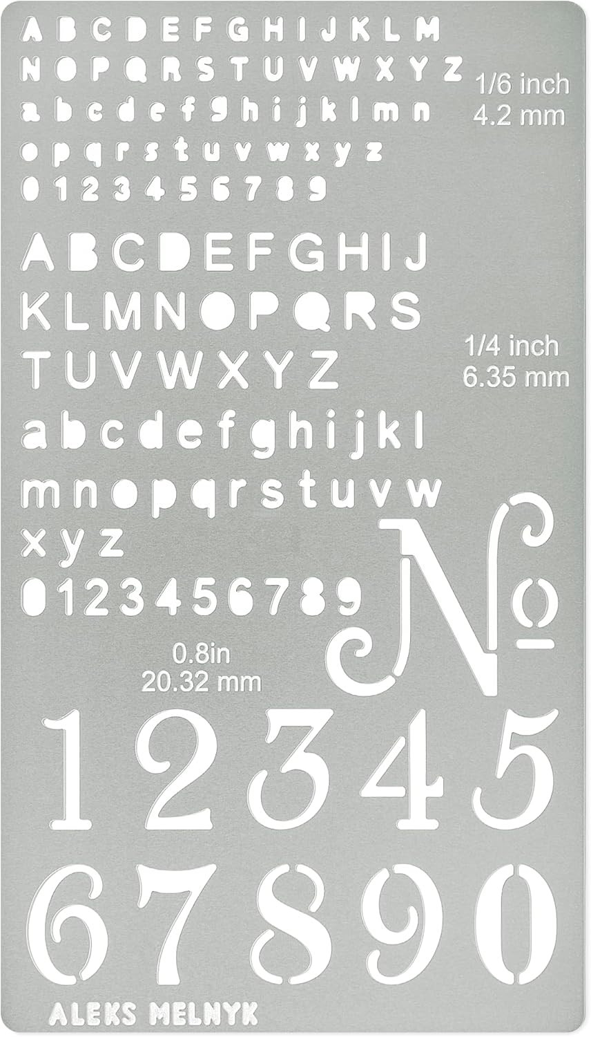 No.422 Metal Stencil, Tiny Letters, Normografo, Pyrography, Wood Burning, 1 PCS,
