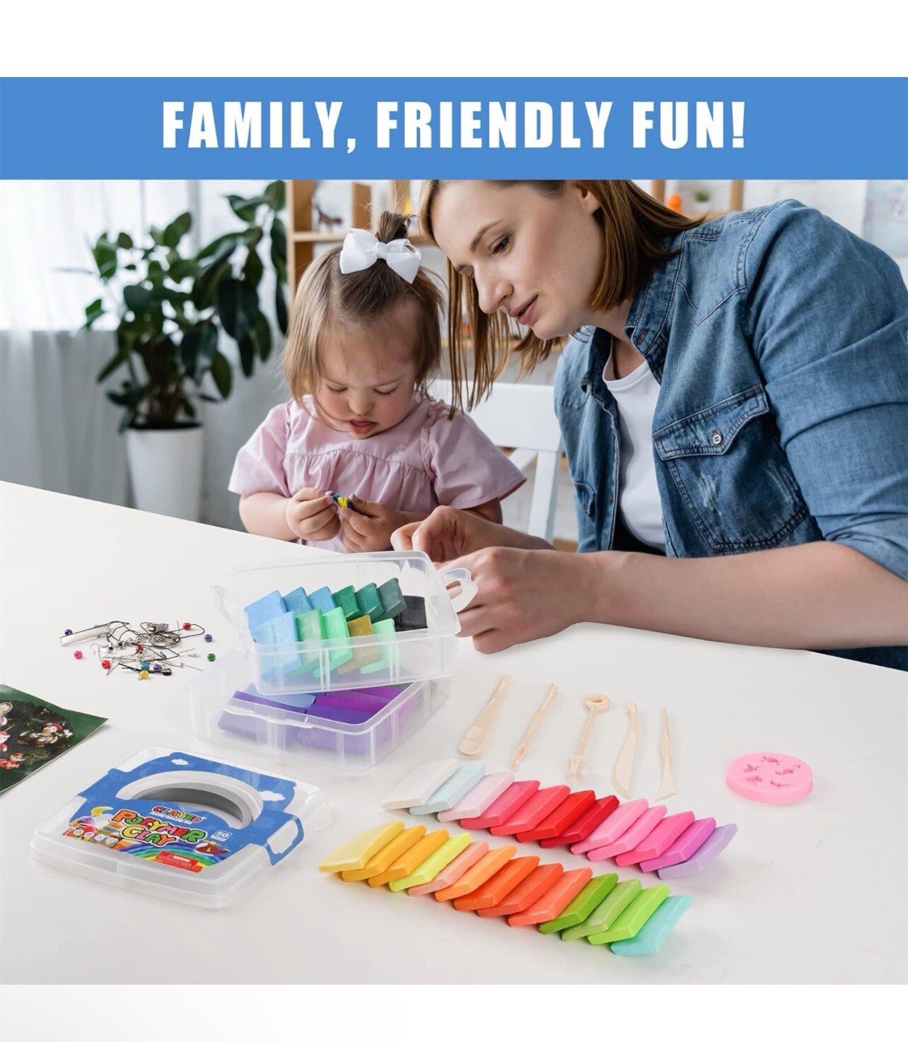 50 Colors Polymer Clay Kit Oven Bake Clay Model Clay Non-Sticky Non-Toxic DIY