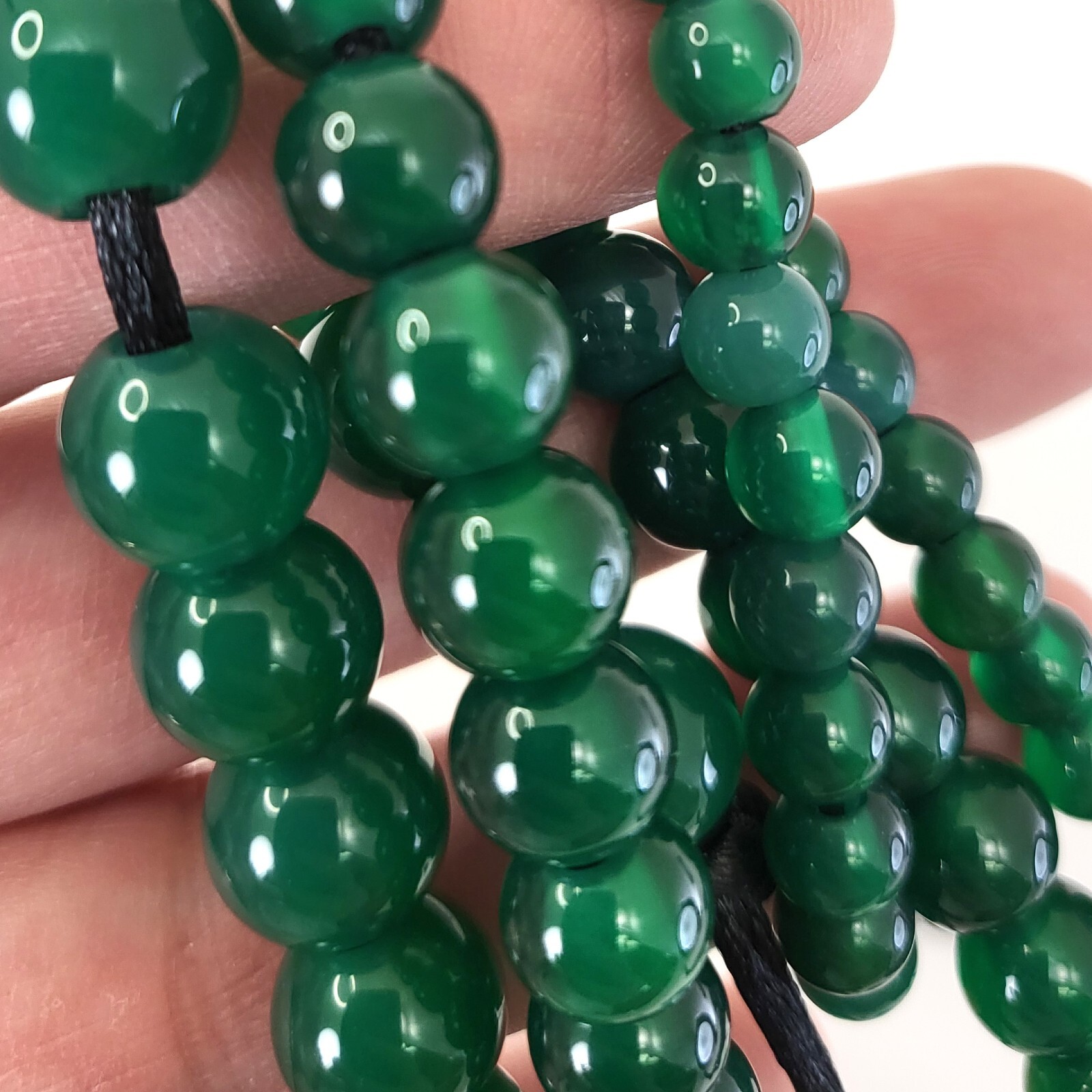 Big Hole Green Jade Beads 7.5″ Large Hole 6mm 8mm 10mm 12mm DIY Gemstone