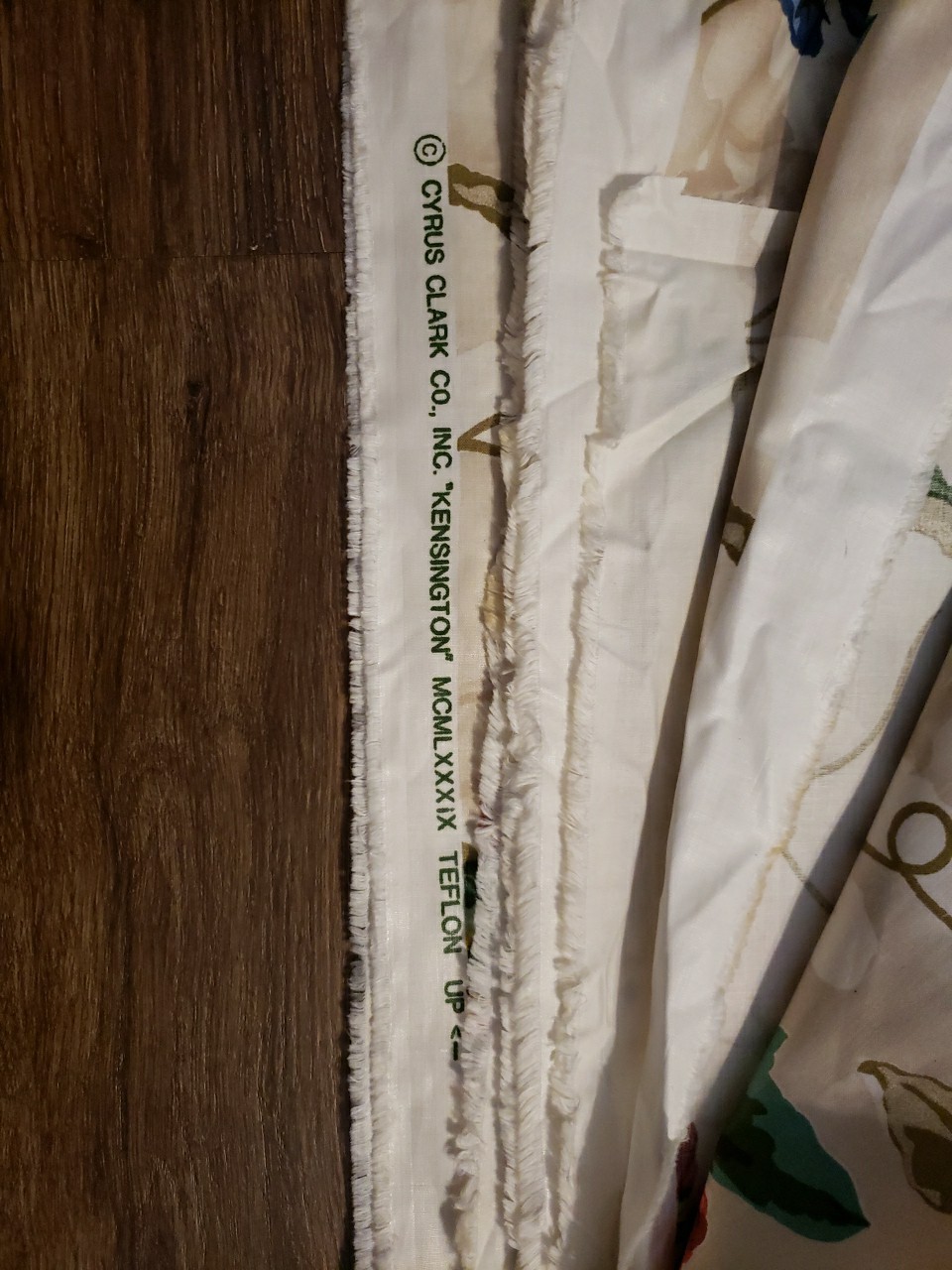 Floral Flowers Fabric Cyrus Clark “Kensington” Teflon Cream Beige 3.75 YDS of 54