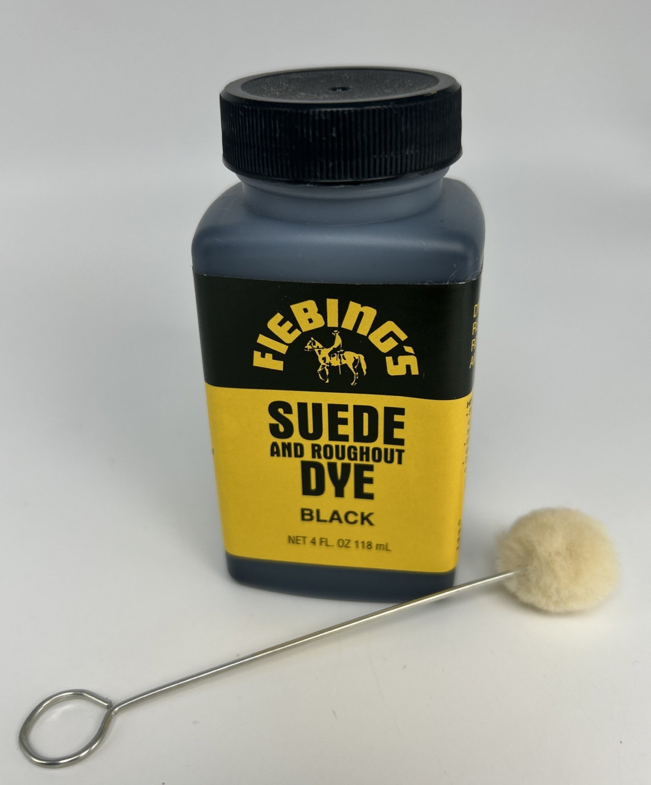 FIEBINGS BLACK Suede Dye 4 oz. with Applicator for Shoes Boots Bags NEW