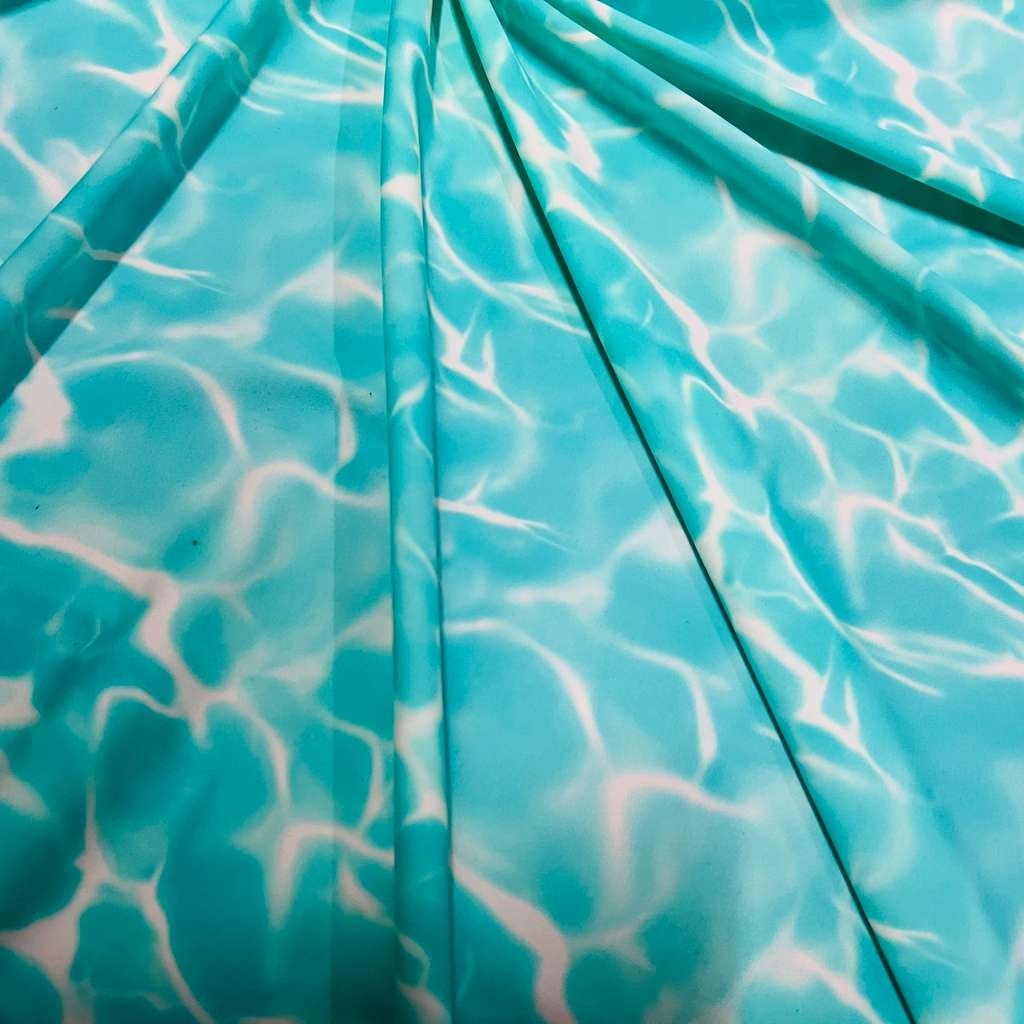 Abstract Water Waves print Spandex Fabric 4 Way Stretch By Yard for swimwear