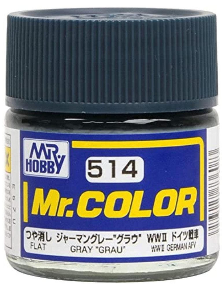 Mr. Hobby C514 Mr. Color Flat Gray “Grau” WWII German AFV Lacquer Paint 10ml