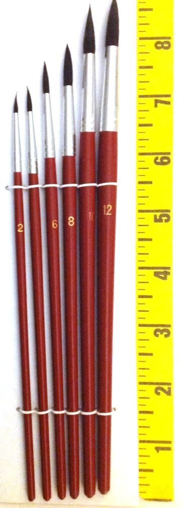 Pointed Round Sable Hair Paint Brush Set 6pcs – 5 Sets (ART208)