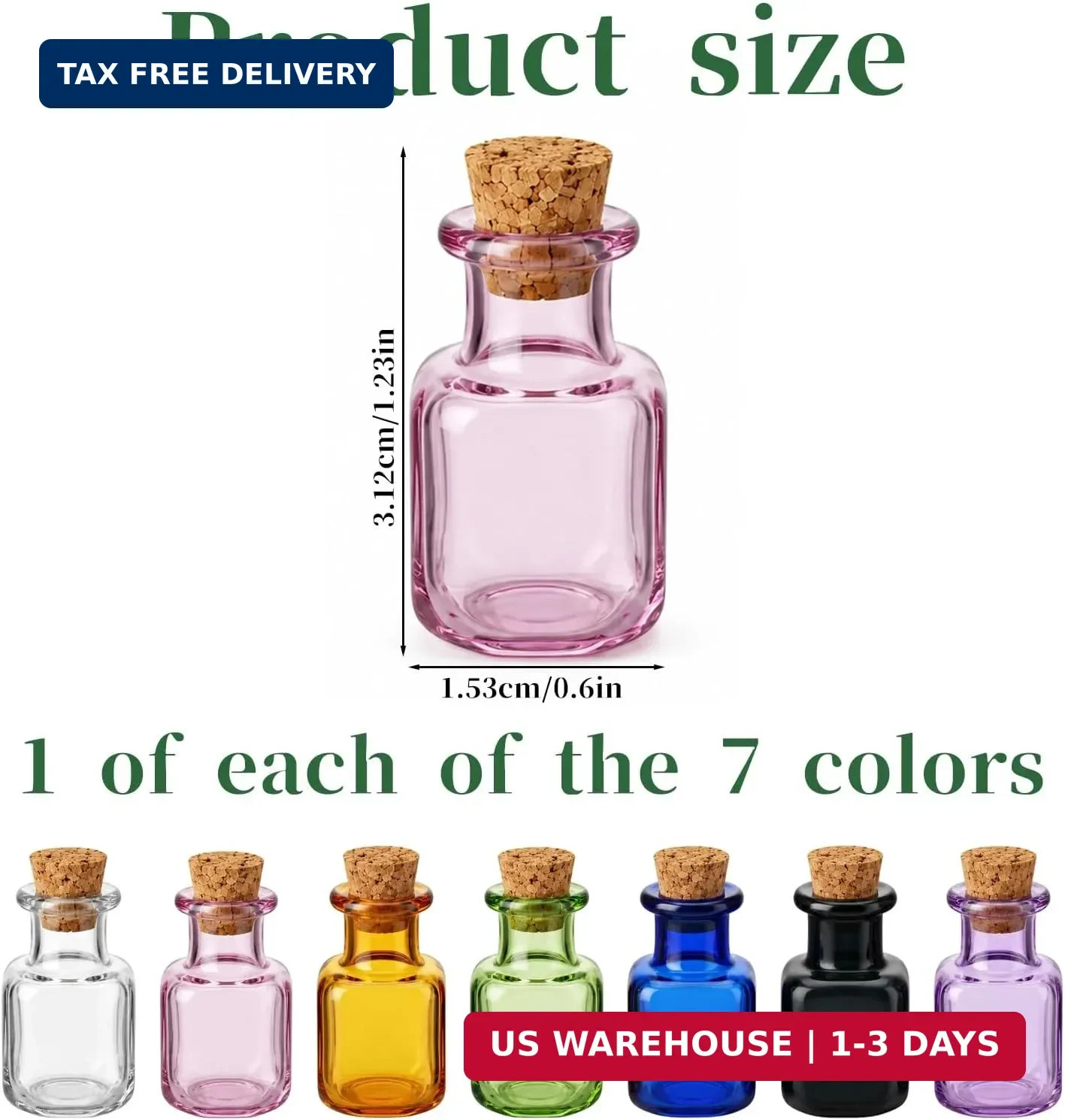 7 Colors 2ml Mini Potion Bottles, Tiny Spell Jars with Cork | Tiny Glass Jars Wi
