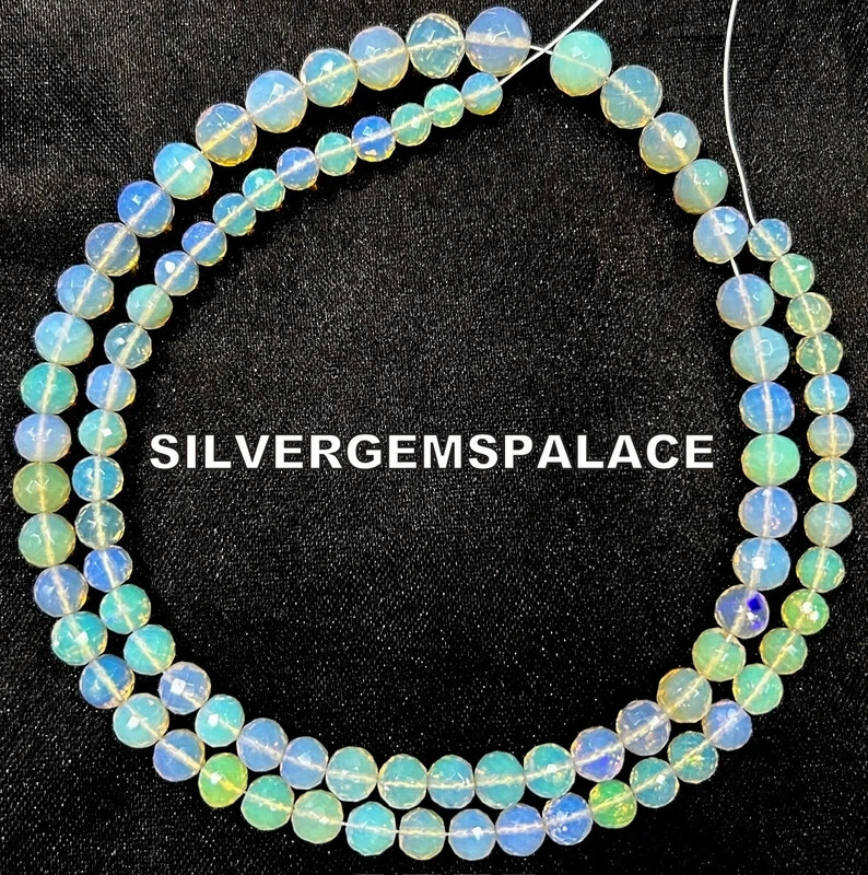 Flashy Fire Opal Natural Opal Beads Ethiopian Opal Faceted Round Ball Beads.