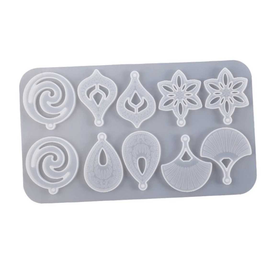 10-Cavity Shiny Earring Pendant Silicone Resin Mold Jewelry Mold