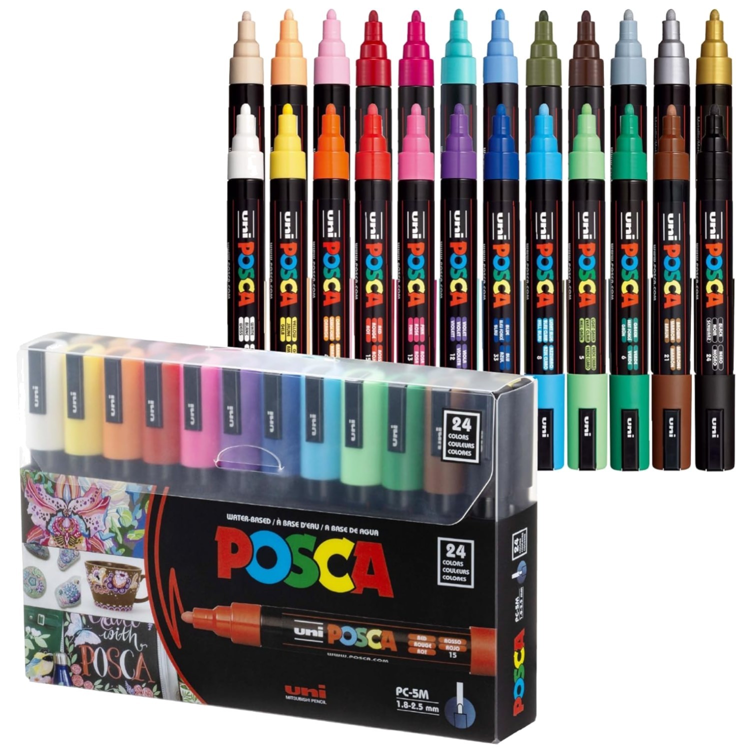 Assorted Colors Paint Markers 24 Pack, Medium Tip