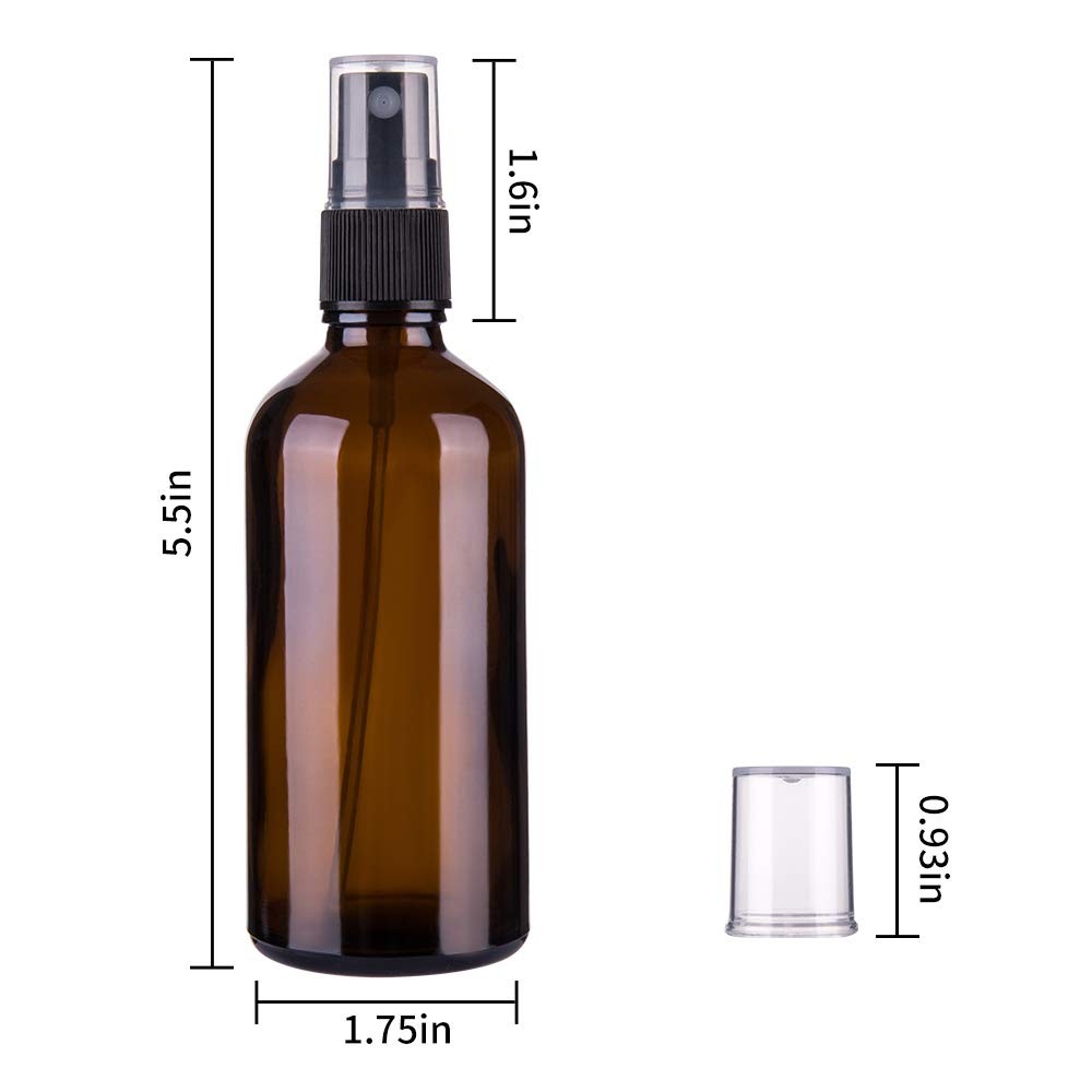 Hydior Amber Glass Spray Bottles for Essential Oils, 4oz Empty Small Fine Mist S