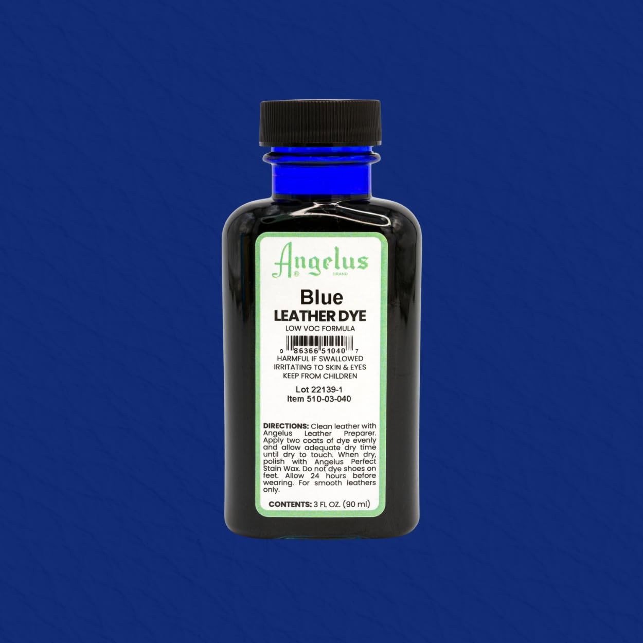 Angelus Blue Leather Dye Permanent Alcohol Based Versatile Durable 4Oz