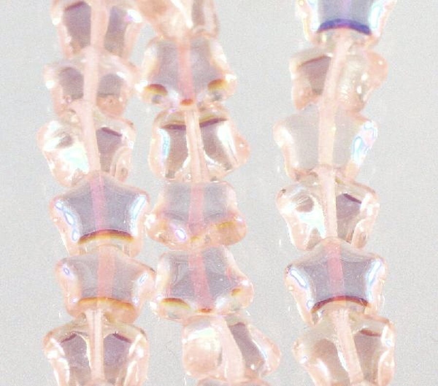 Czech Pressed Glass AB Light Rose Pink 8x8mm Star Beads 1 Strand(55) *