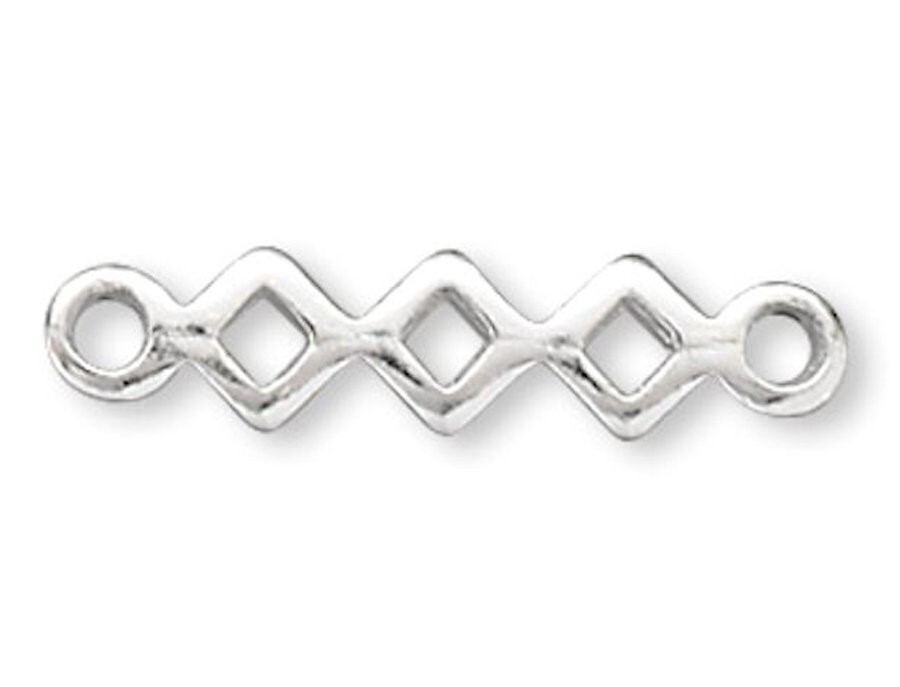 Link, 100 Silver Plated Brass 7x2mm Triple Square Connectors *