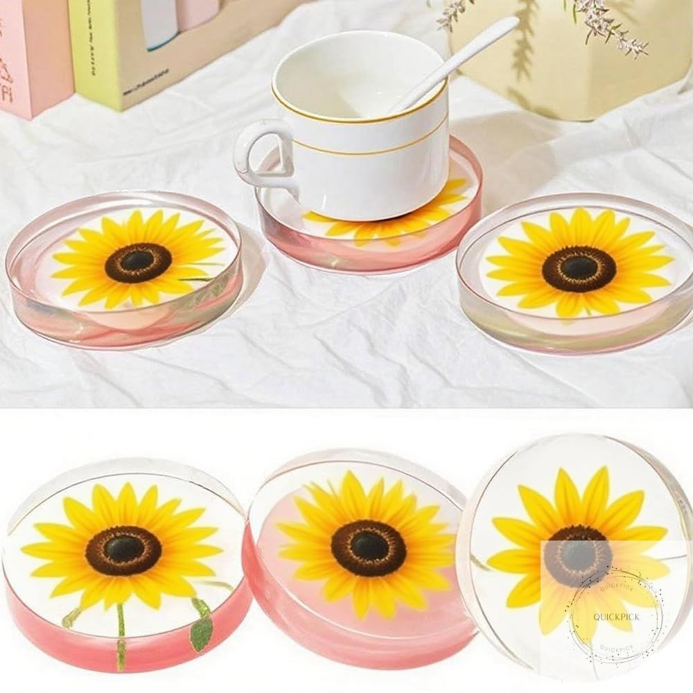 6-Cavity Deep Round Coaster Silicone Molds for Epoxy Resin 4 Inches Coaster Resi