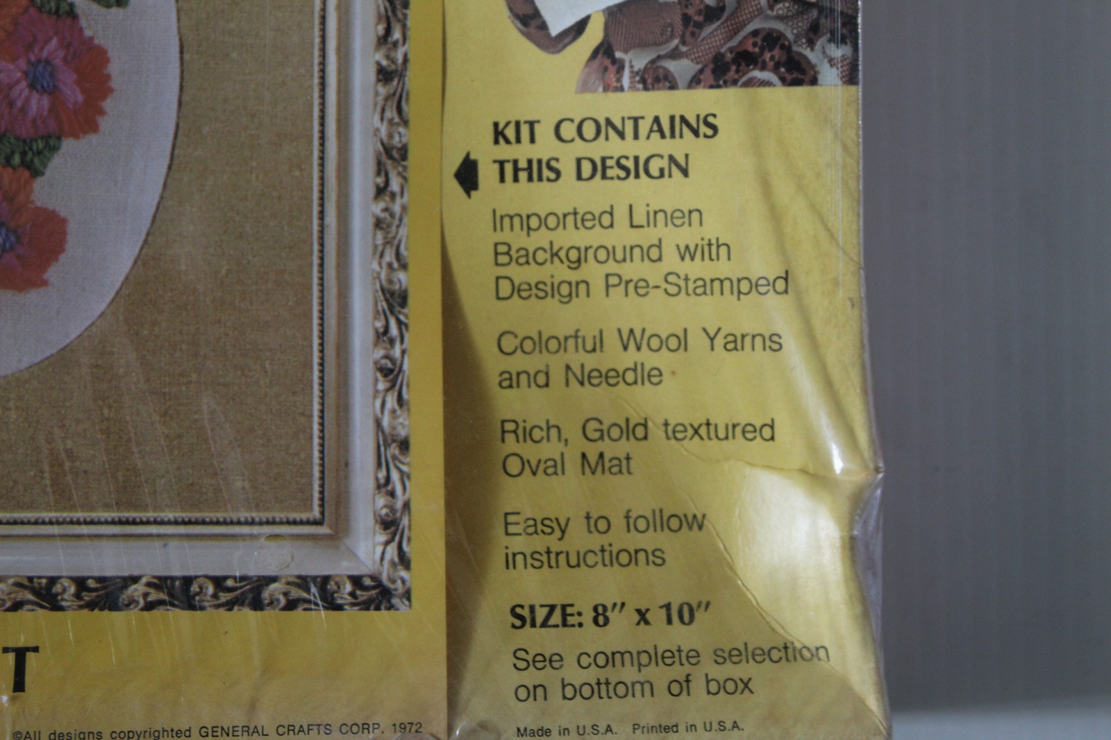 Vintage General Crafts Crewel Embroidery Kit No. 3503 Bouquet 8″x10″ Unopened