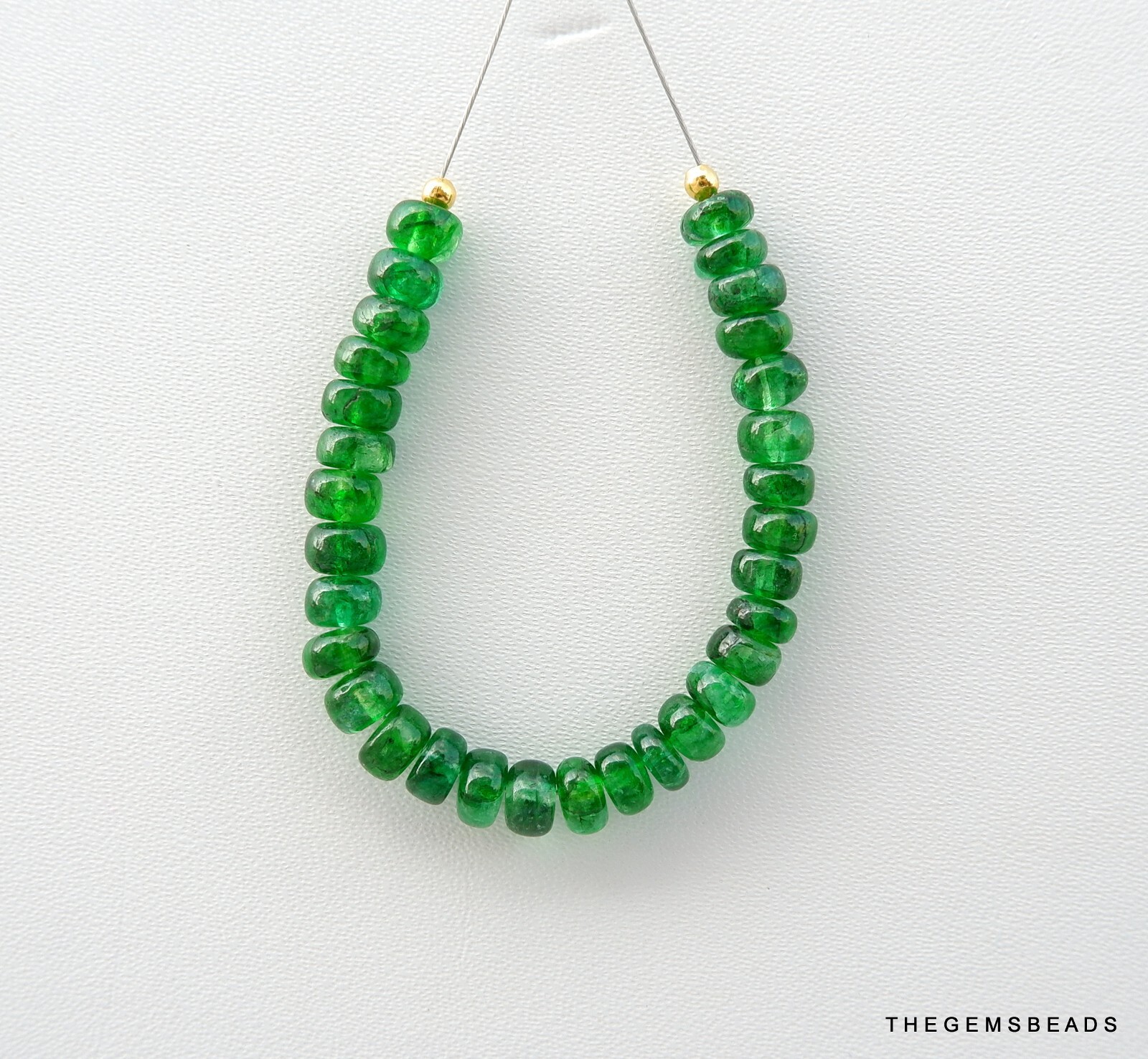 Natural Emerald Smooth Rondelle, 3.5mm Emerald 31 beads for jewelry making
