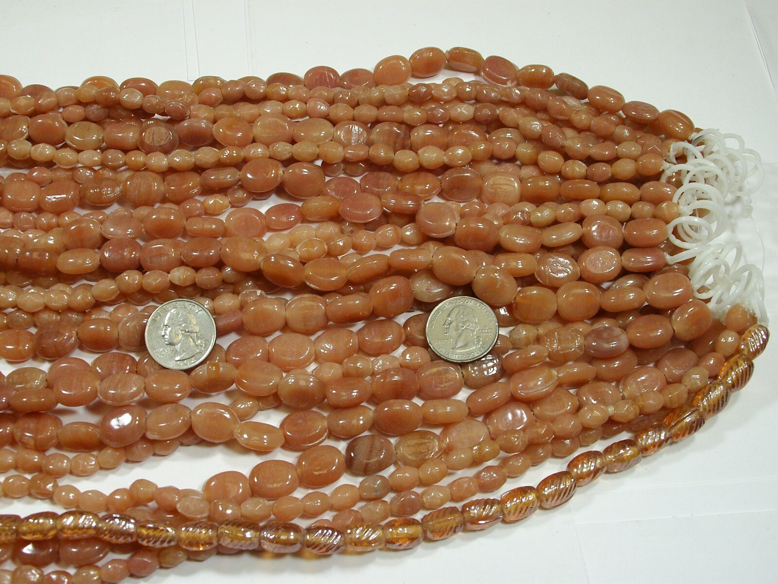 2 Pounds India Handmade Peach Color Assorted Shapes and Sizes Glass Beads (LX-3)