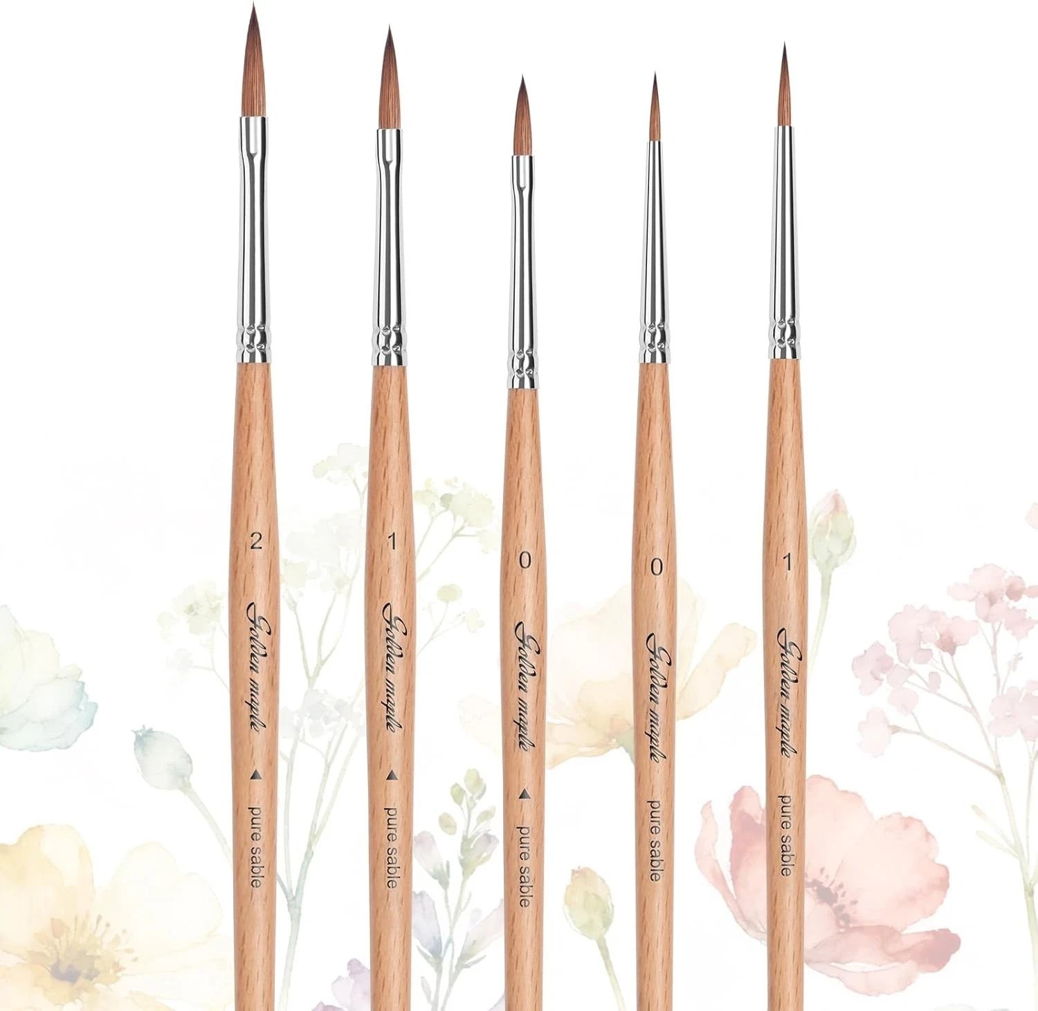 Professional Kolinsky Sable Miniature Brushes 5PC Arrow Point Detail