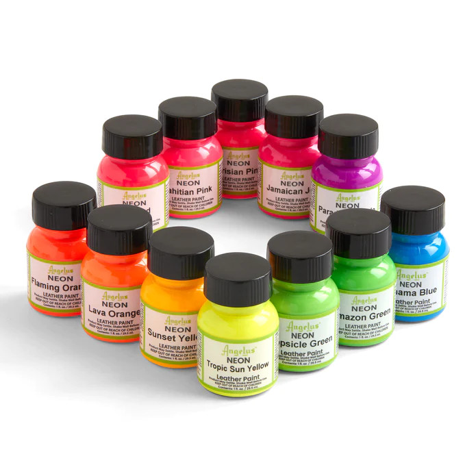 Angelus Acrylic Leather Paint Water Resistant Neon Tropic Sun Yellow – 1 Fl.OZ