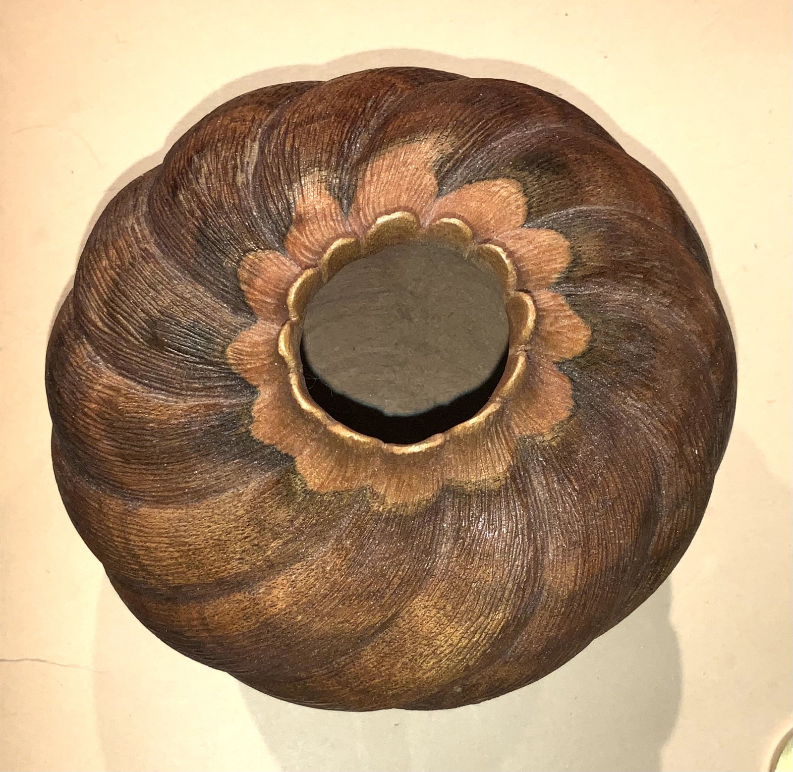 Turned Sculpted Wood Art Vase Vessel Marked Harris Walnut John Jordan Style