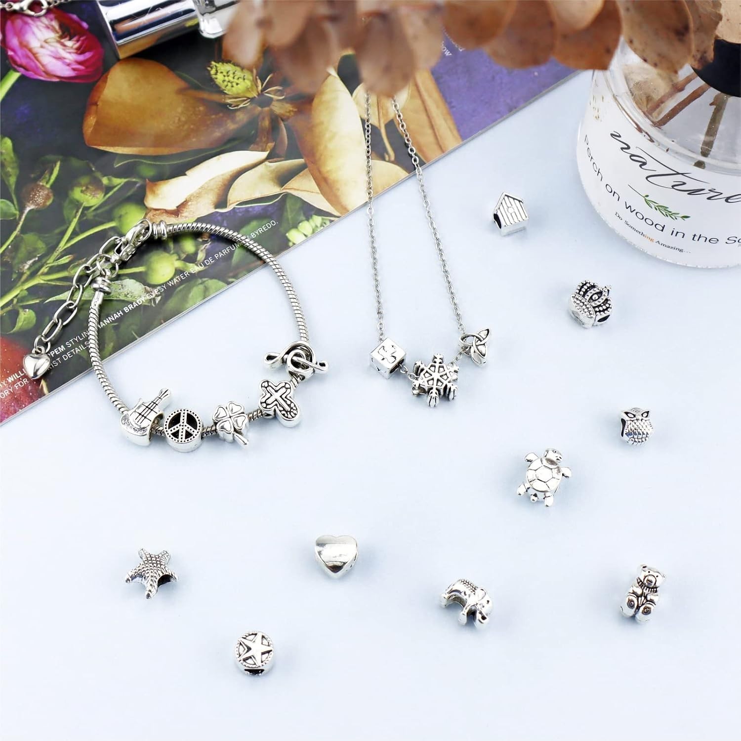 Wholesale Tibetan Silver Beads Set – 40 Loose Alloy Beads for Jewelry Crafts