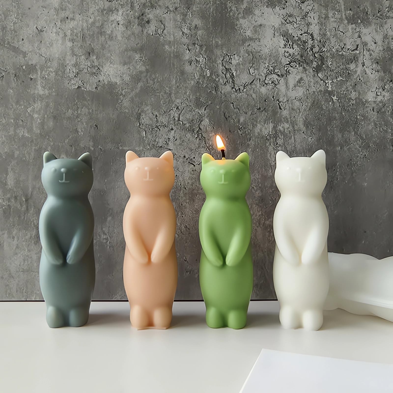 Standing Cat Silicone Molds, Cats Candle Mold for Soap Soy Wax DIY Handcraft, An