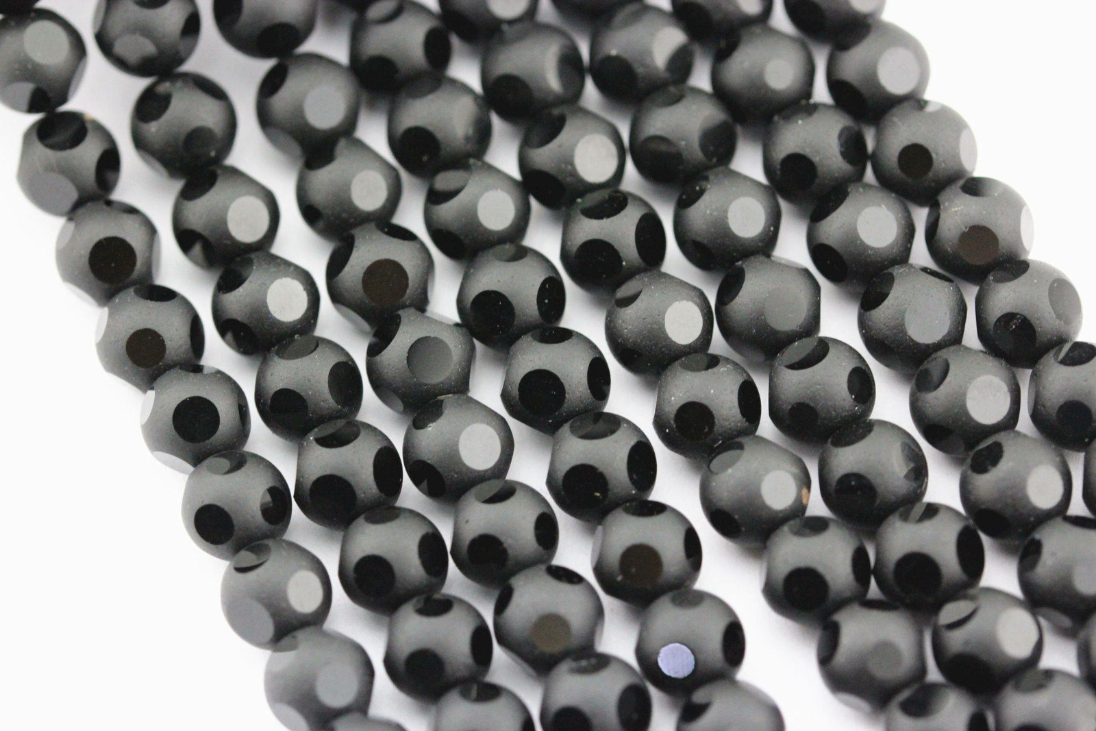 Black Crystal Glass Faceted Round Beads 4mm 6mm 8mm 10mm 15.5″ Strand