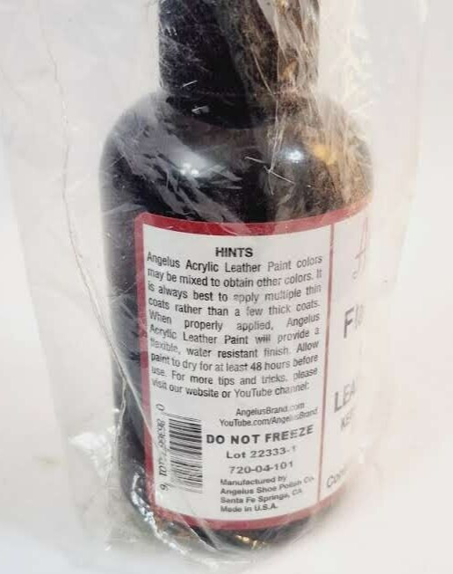 Angelus Flat Black Acrylic Leather Paint 4oz – 118ml