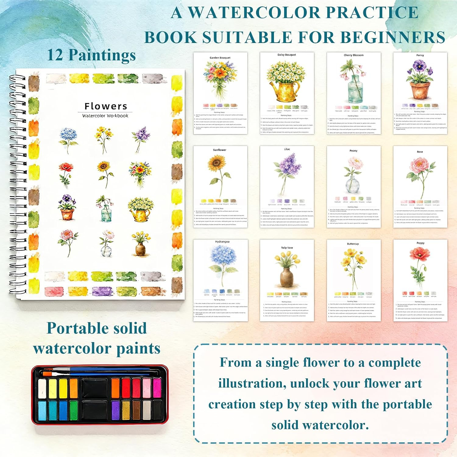 Watercolor Flower Coloring for Adults | Creative Art Techniques | Skill-Buildin