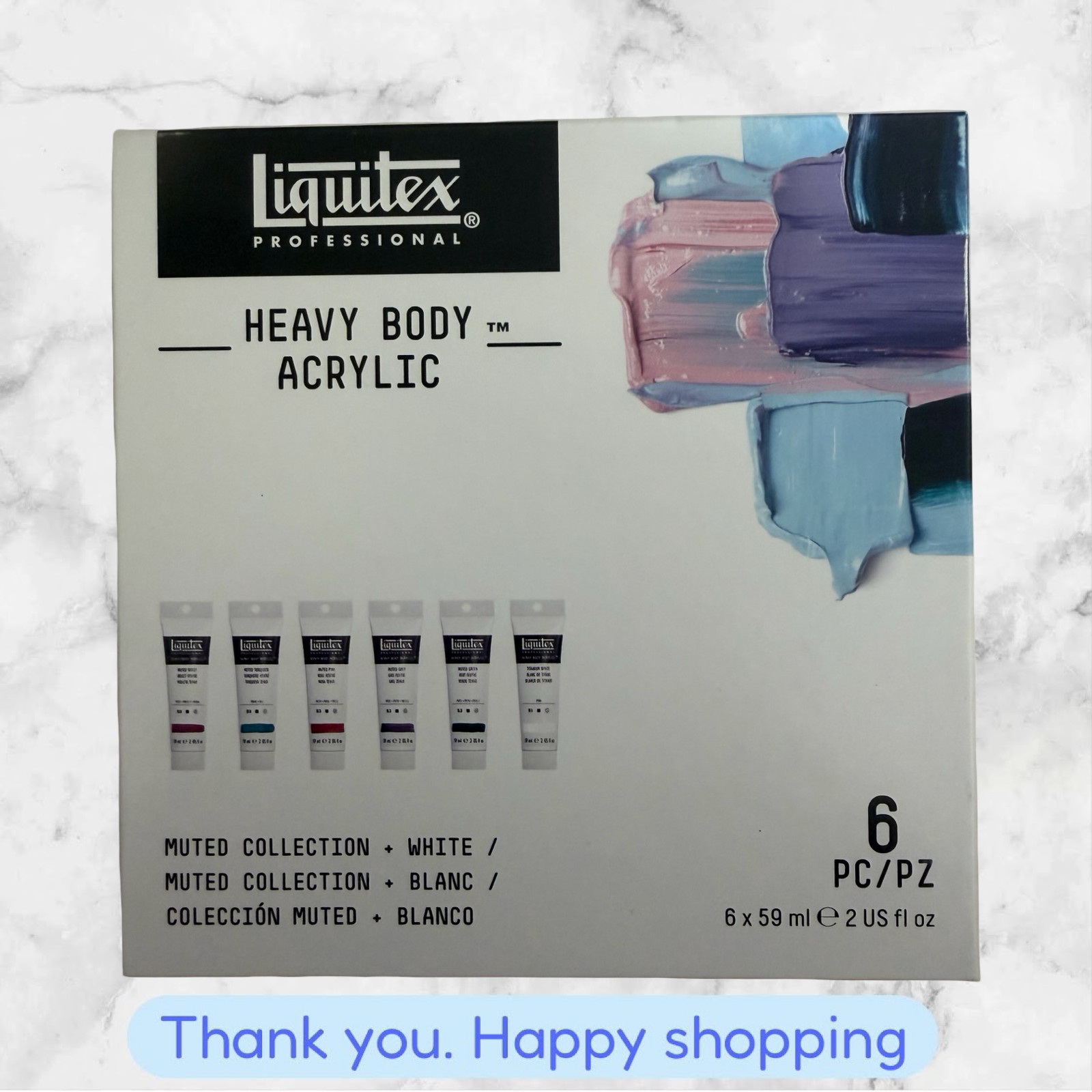Liquitex Professional Heavy Body Acrylic Set 6x59ml Muted Collection + White NEW