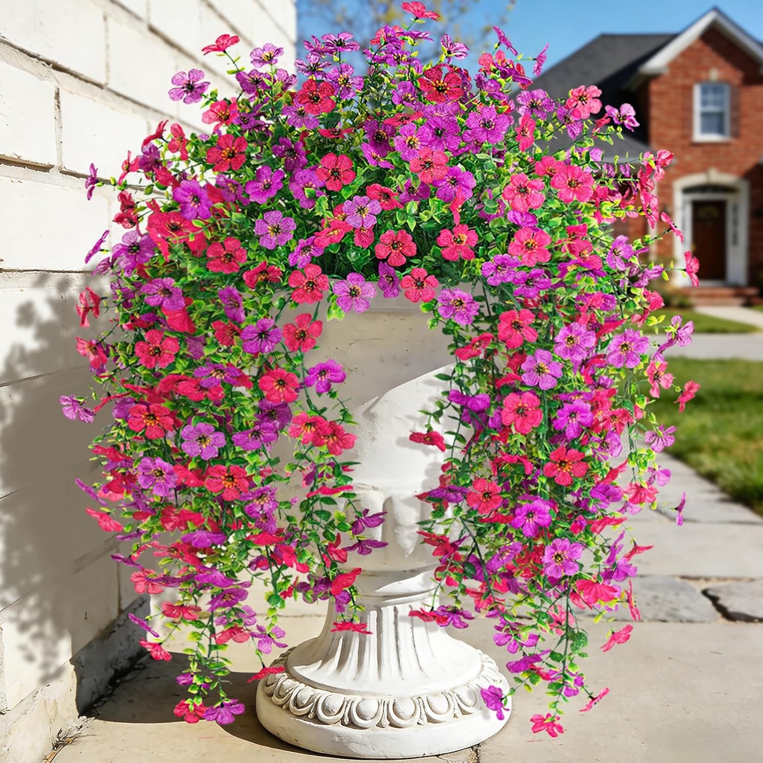 2Pcs UV Resistant Artificial Daisy Hanging Flowers Outdoor Decor