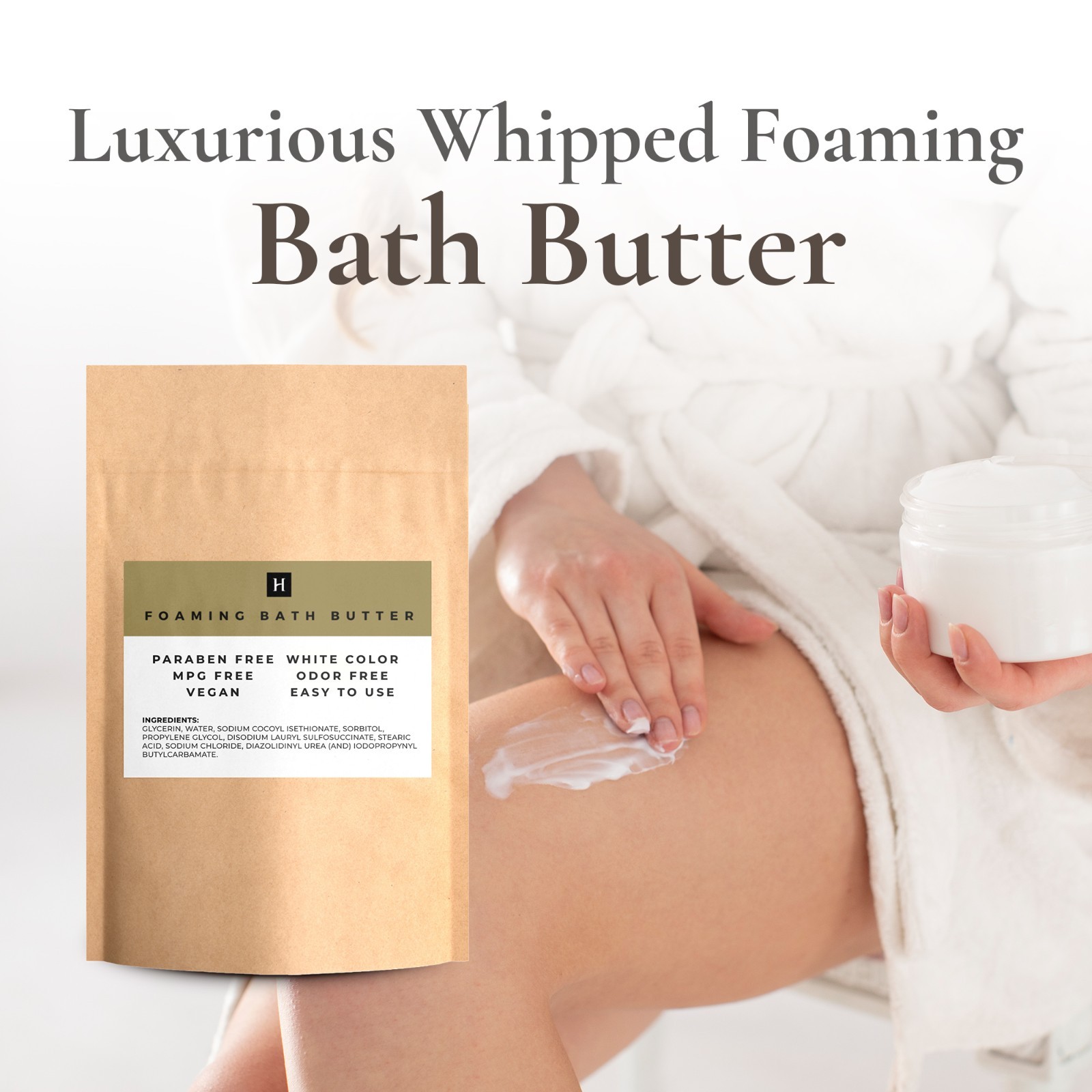 Foaming Bath Butter Whipped SCENTED – 100% Pure Premium Quality Body DIY Bulk