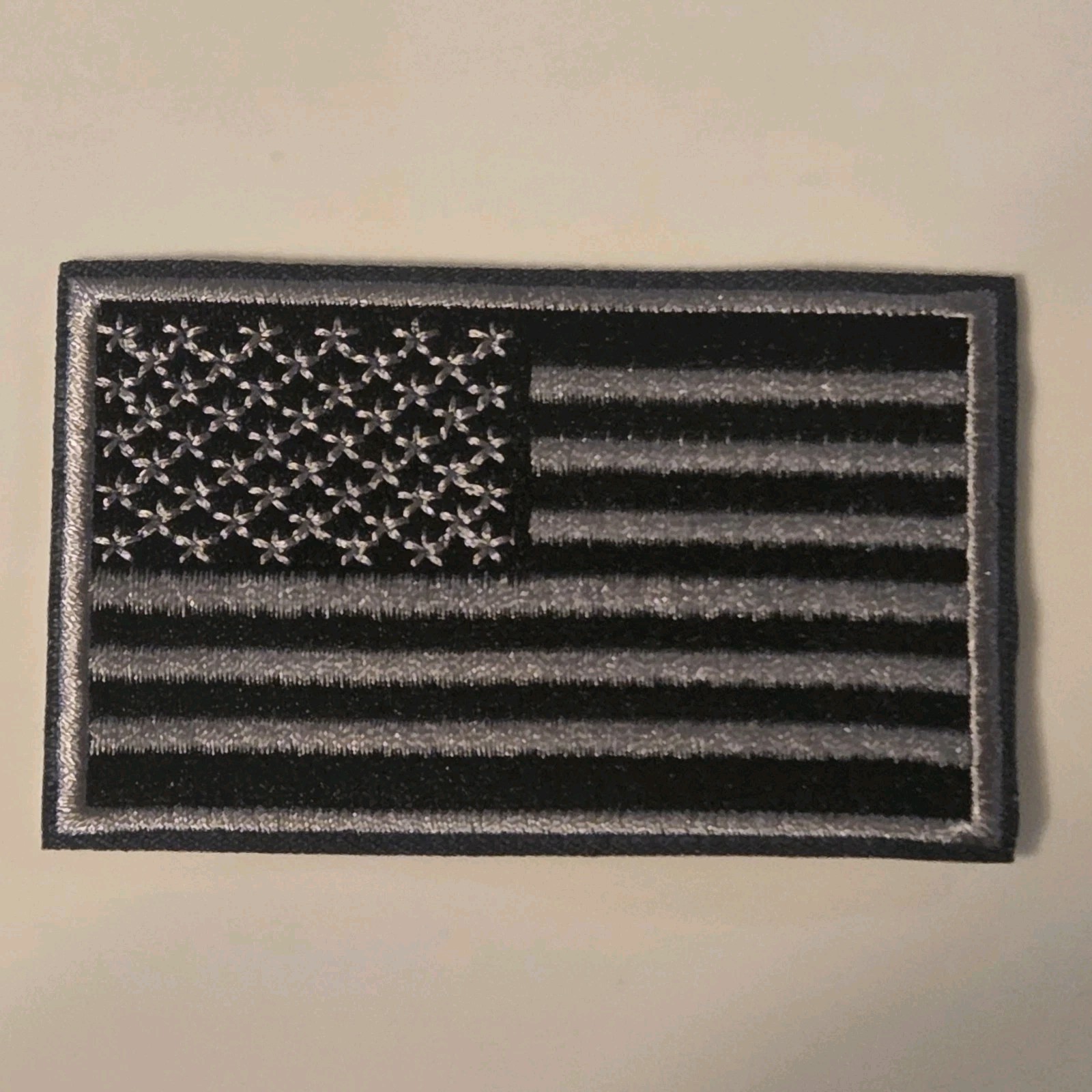 USA American Flag Black and White Iron On Embroidered Patch 3″ x 1.8″