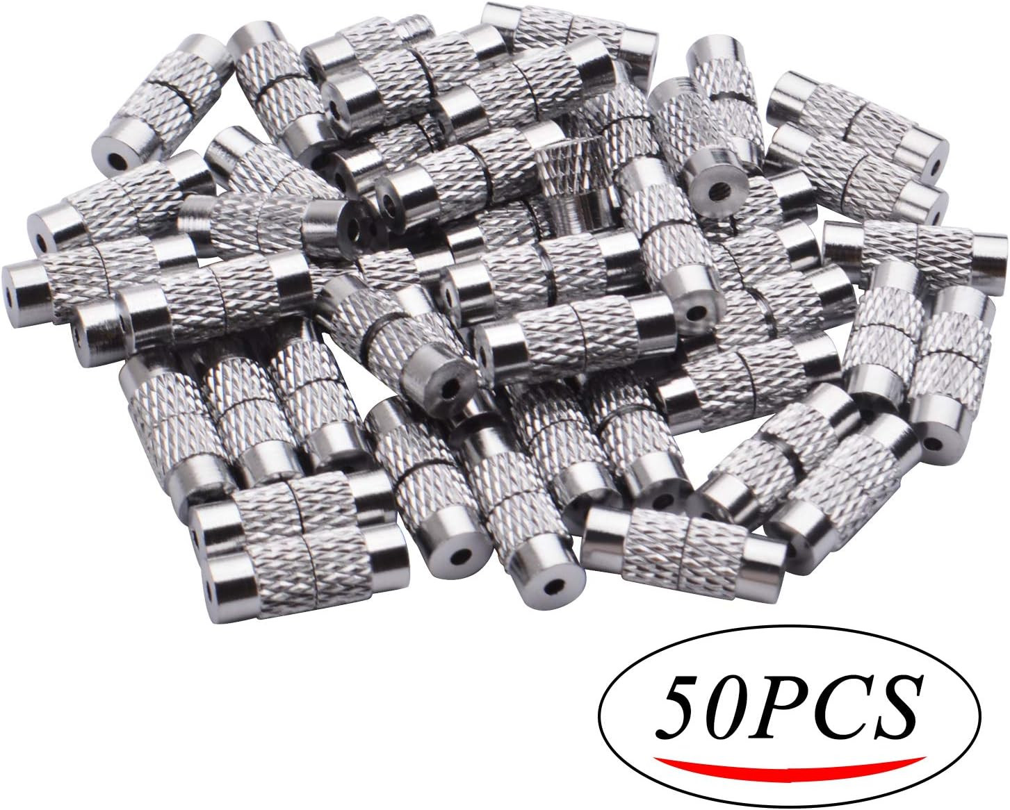 50Pcs Silver Brass Barrel Screw Clasps Cord End Caps for Jewelry Making