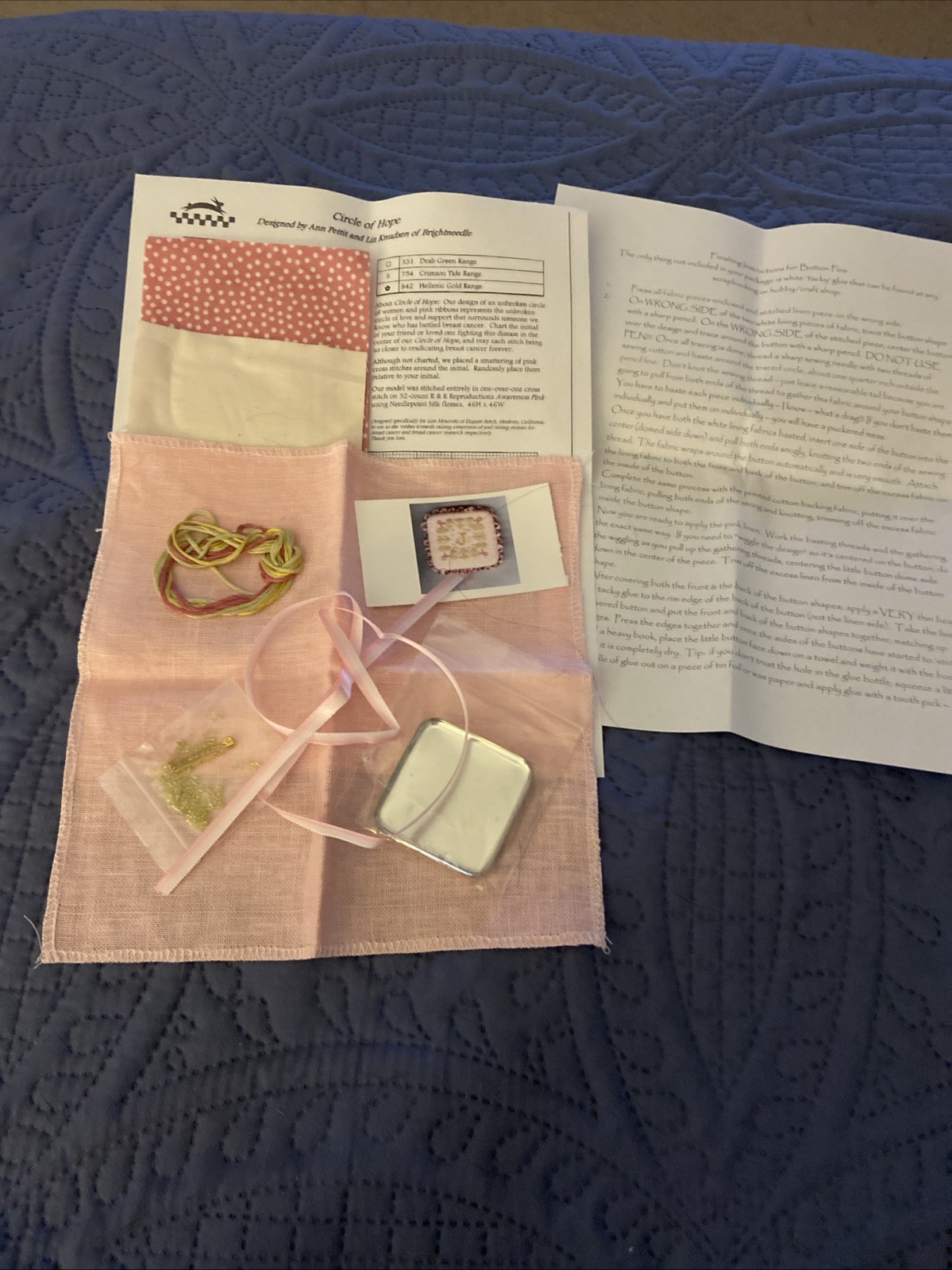 Brightneedle CIRCLE OF HOPE Breast Cancer Button Pin Kit