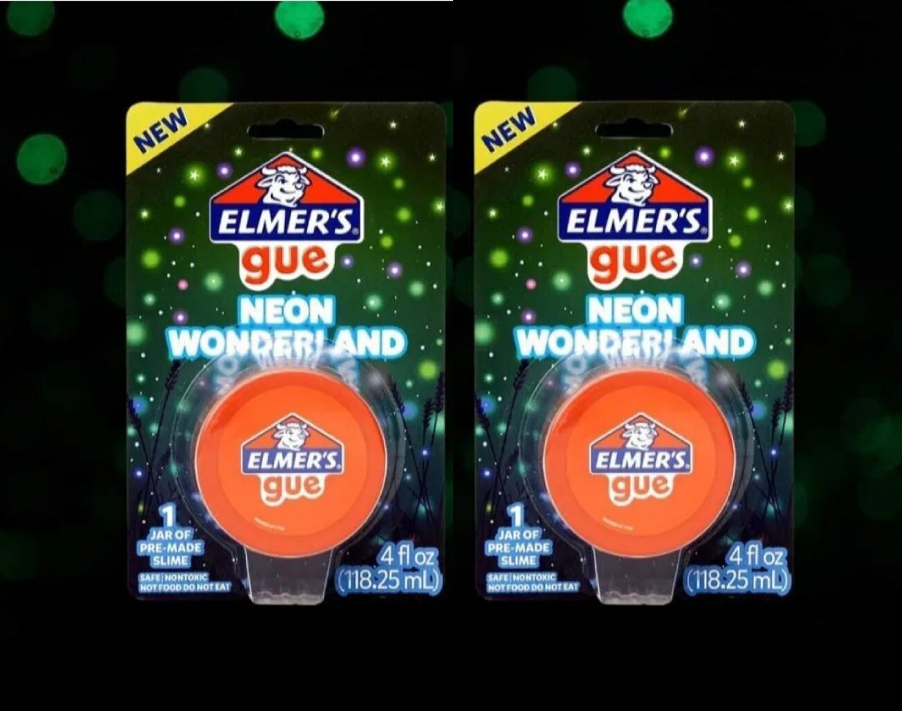 NEW! Elmer’s (2~PACK) ●GUE● 4 OZ. Slime Neon Wonderland Safe & Non-Toxic.