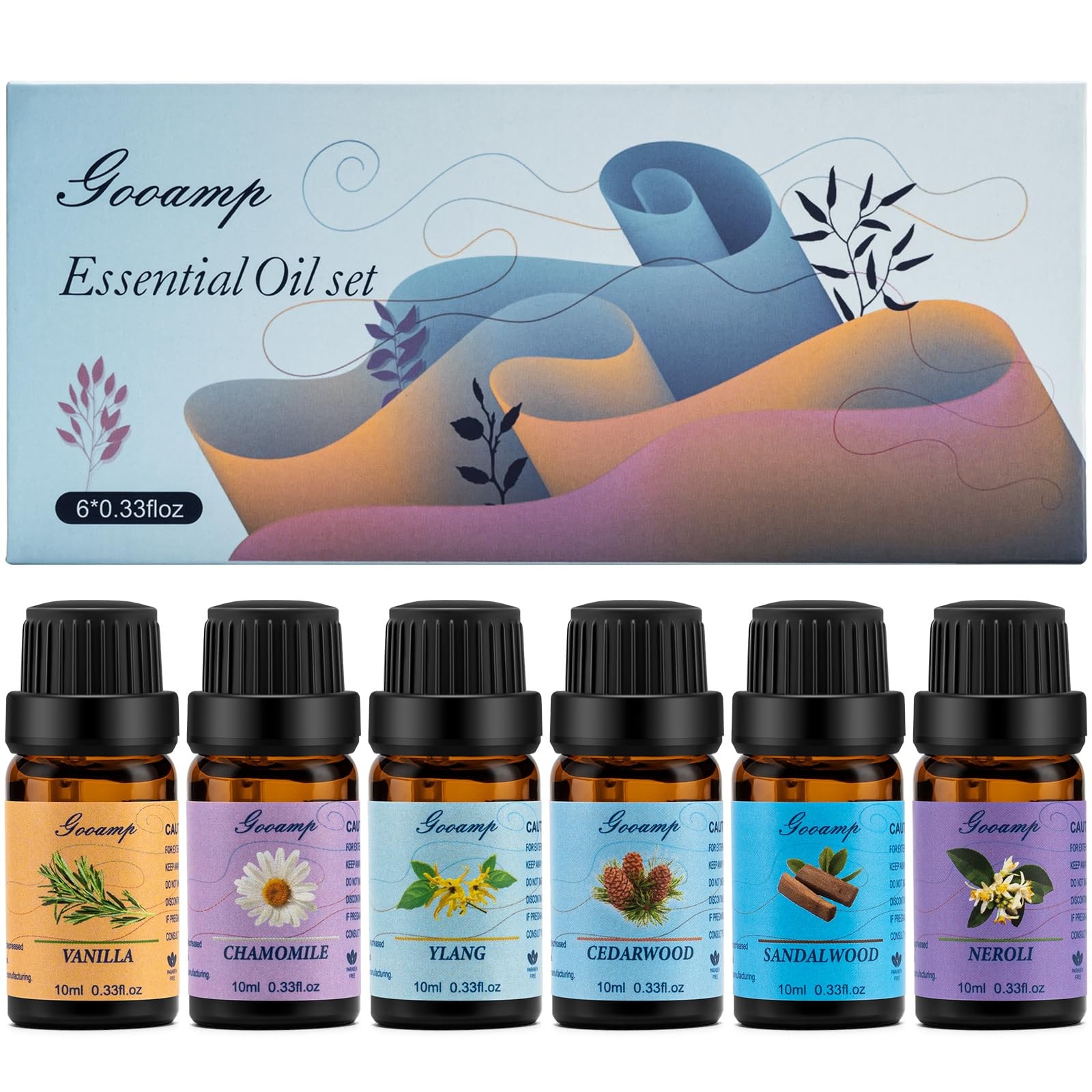 Essential Oils Set-Top 6 Organic Blends for Diffusers, 0.33 Fl Oz (Pack of 6)