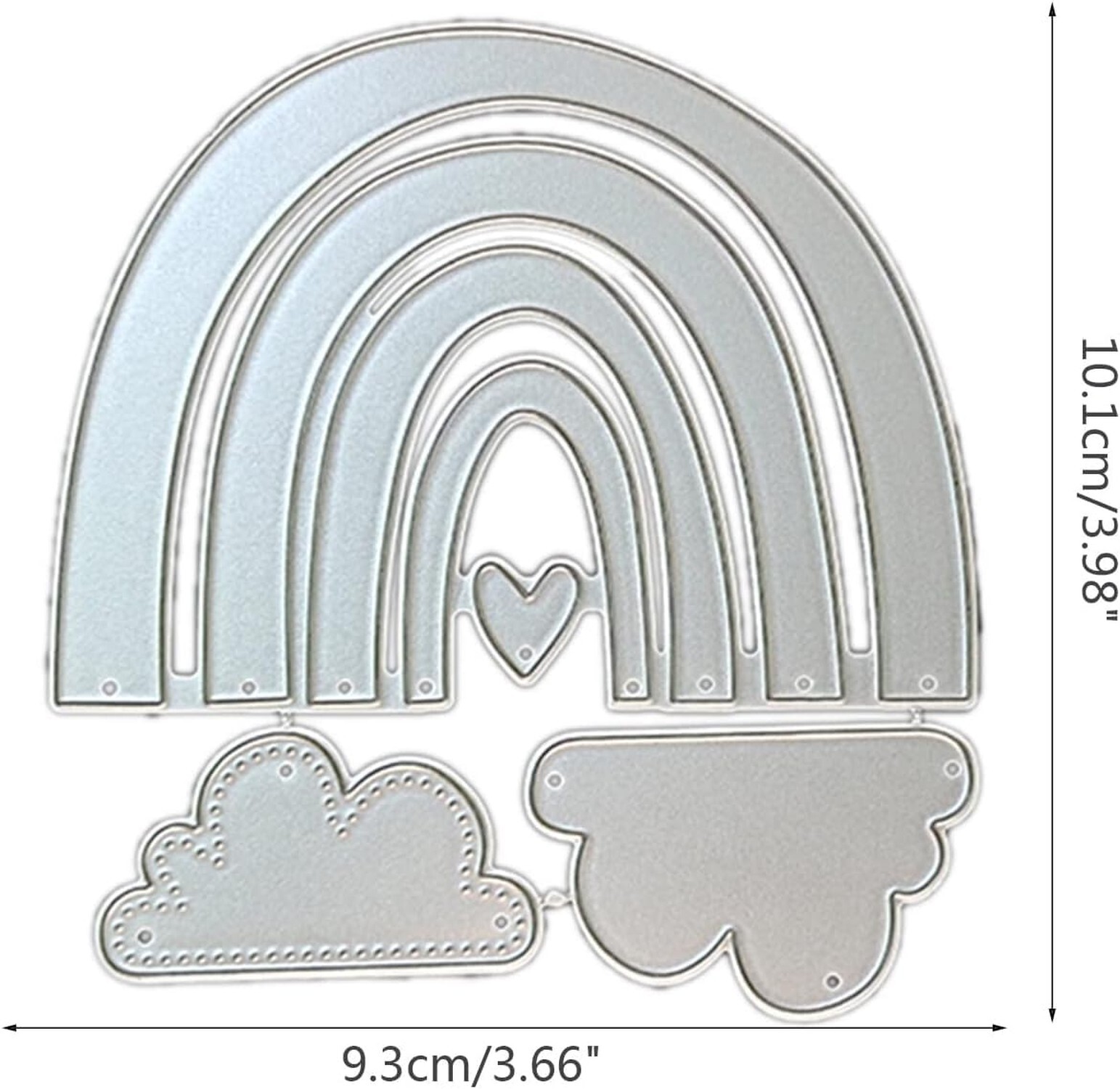 Silver Carbon Steel Cutting Die Metal Rainbow Cloud Love Heart Die Cut Mold T…