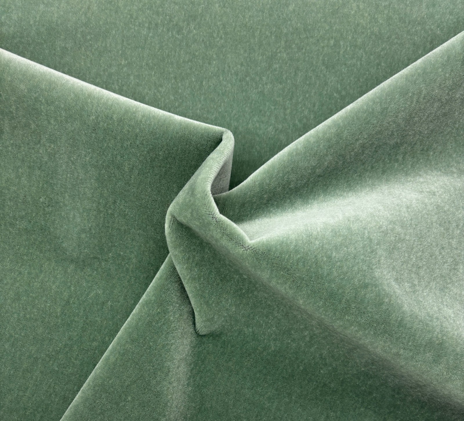 DESIGNER PLUSH MOHAIR SEAFOAM GREEN VELVET WOOL MULTIUSE FABRIC BY YARD 55″W
