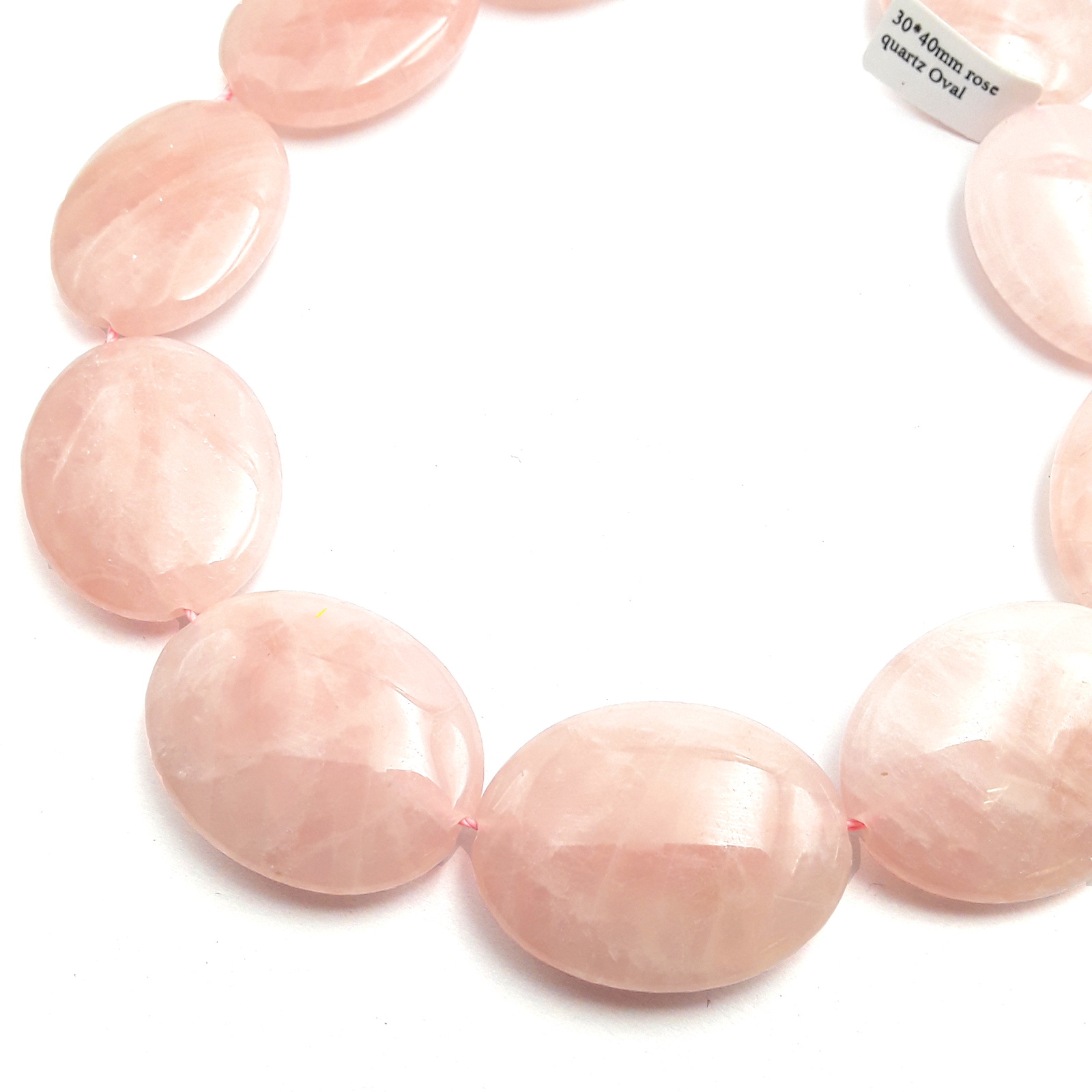 Rose Quartz Smooth Large Oval Beads 30x40mm 15.5″ Strand