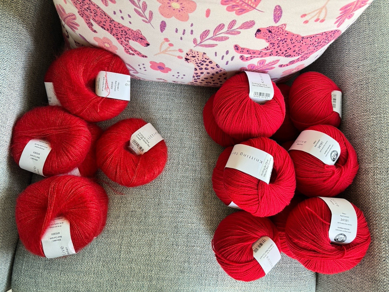 Lot Knitting For Olive Merino (11) & Silk Mohair (7) Red Currant NEW