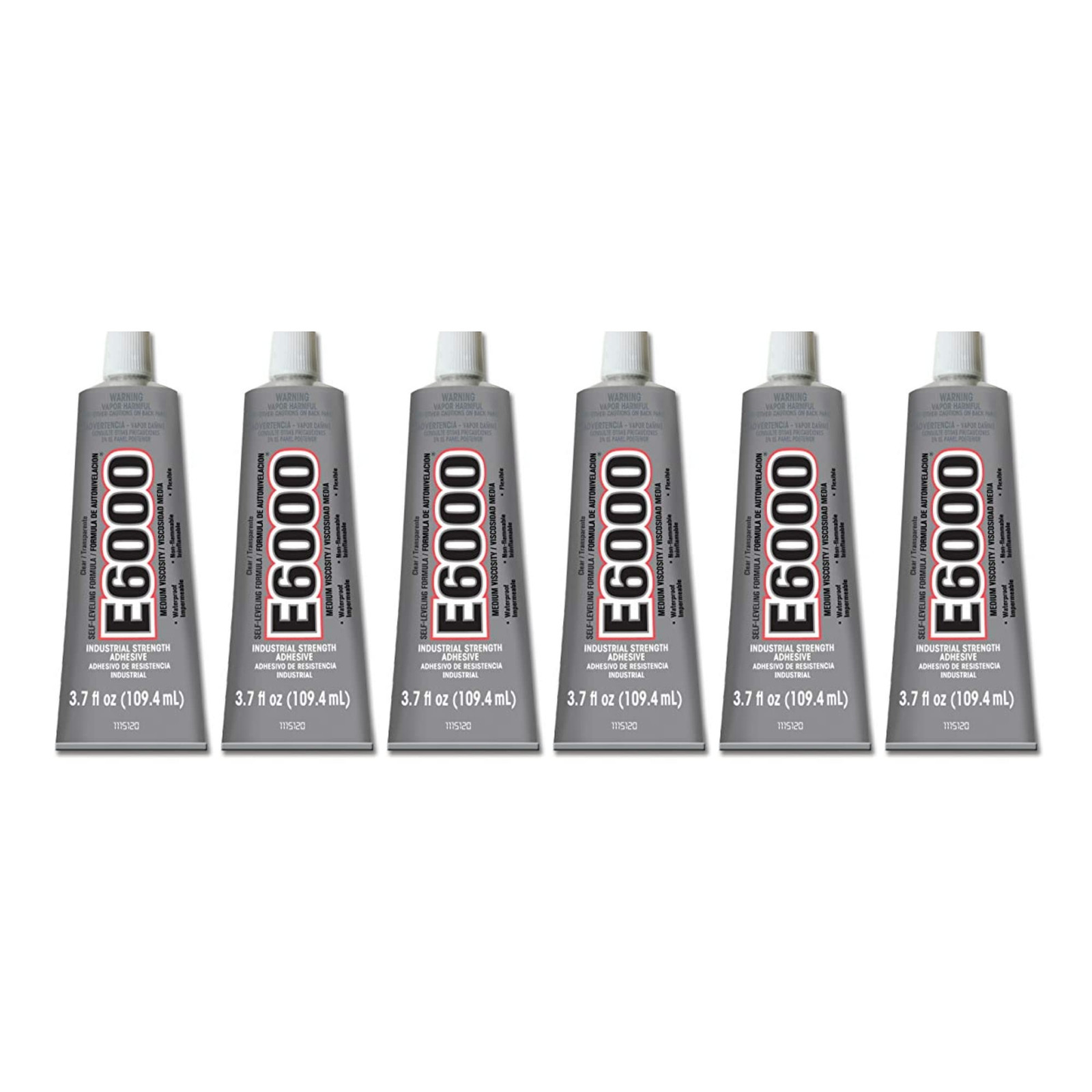 E6000 Multipurpose Adhesive 6 Pack Clear 3.7 Oz Industrial Strength Glue