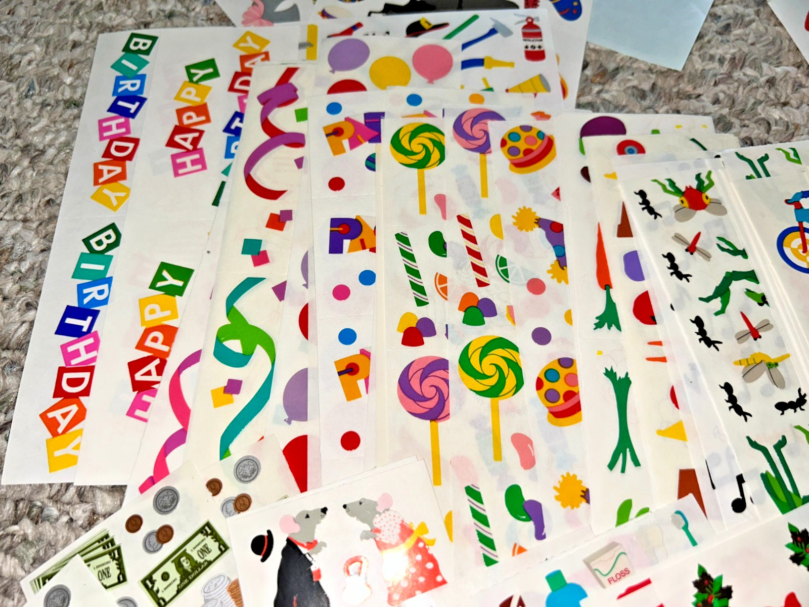 Mrs Grossmans Sticker Lot Holiday Birthday Kids 175+ Strips Creative Memories