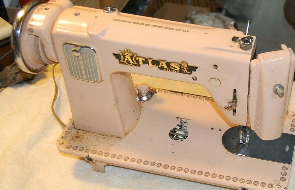R0 Atlas Pink 1950s Sewing Machine original parts replace Free ship discounts