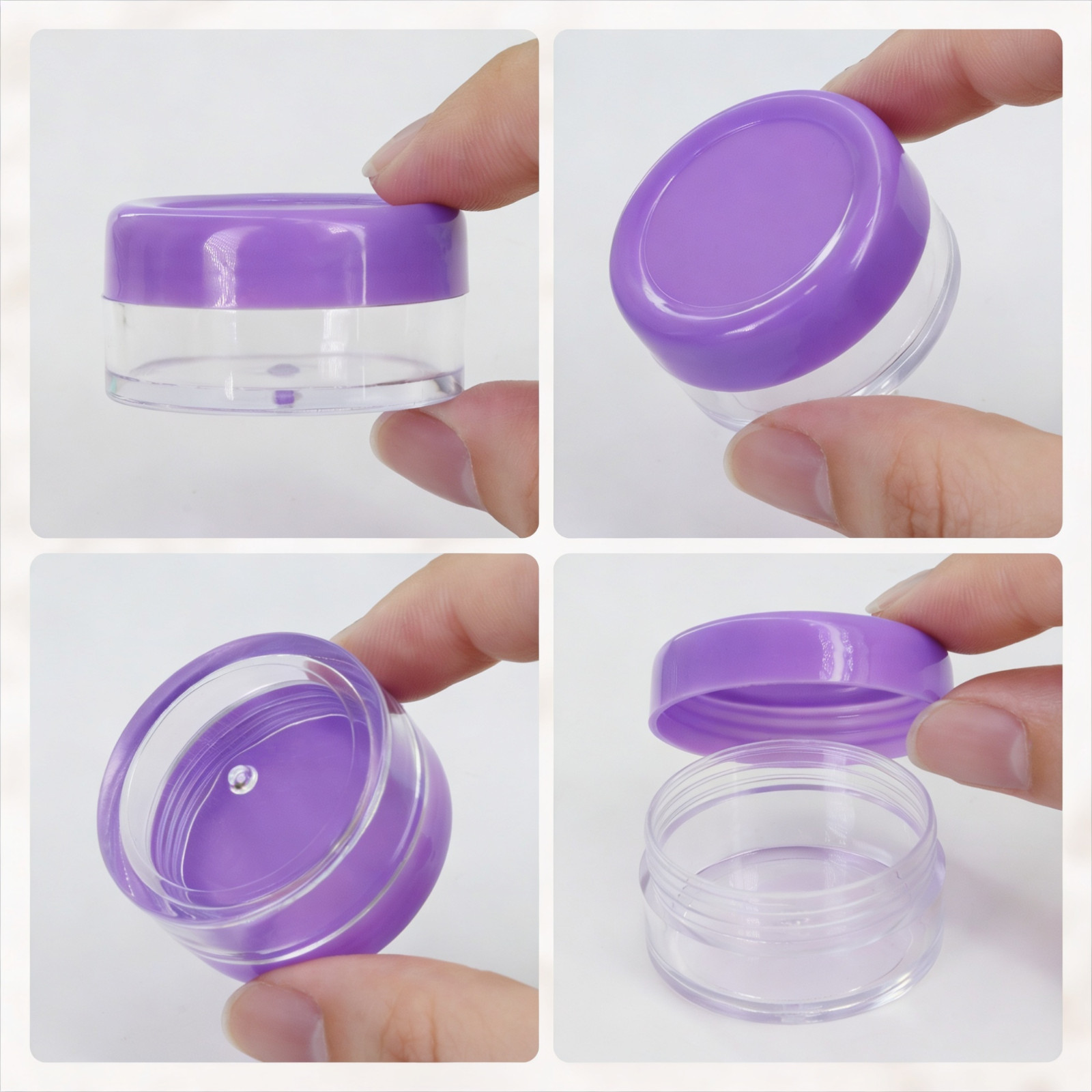 12PCS 10G/10ML Makeup Cream Cosmetic Purple Sample Jar Containers with Spatulas