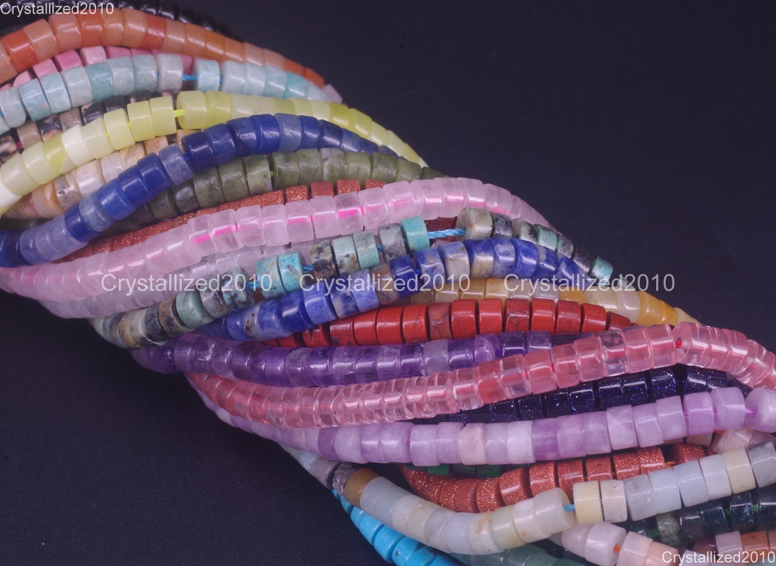 Natural Gemstones Heishi Cylinder Disc Spacer Beads Jewelry Making 2x4mm 15.5″
