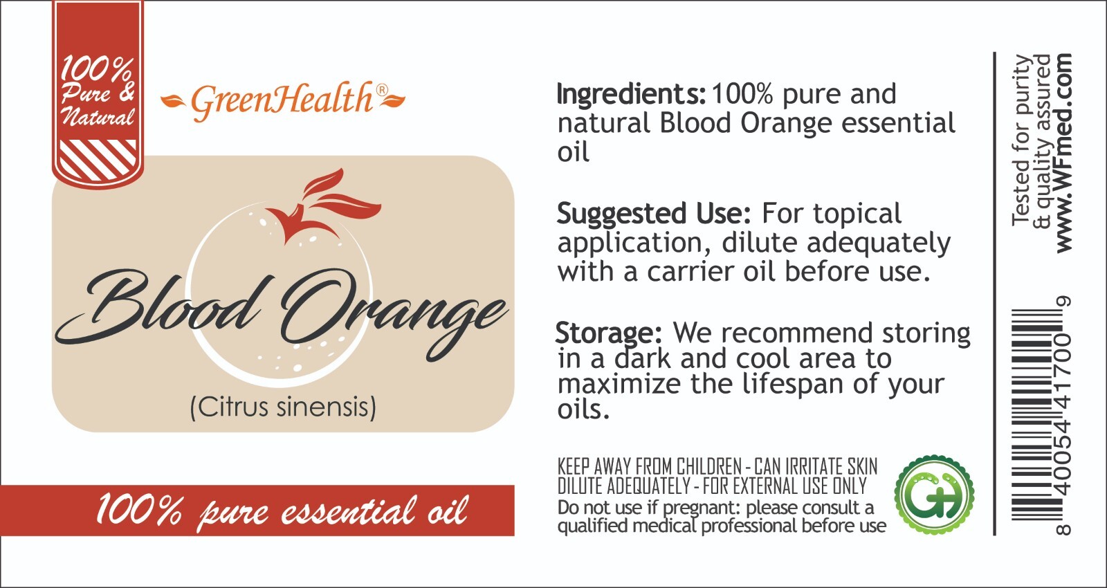 Bulk 8 fl oz Blood Orange Essential Oil Pure Natural in Aluminum Bottle