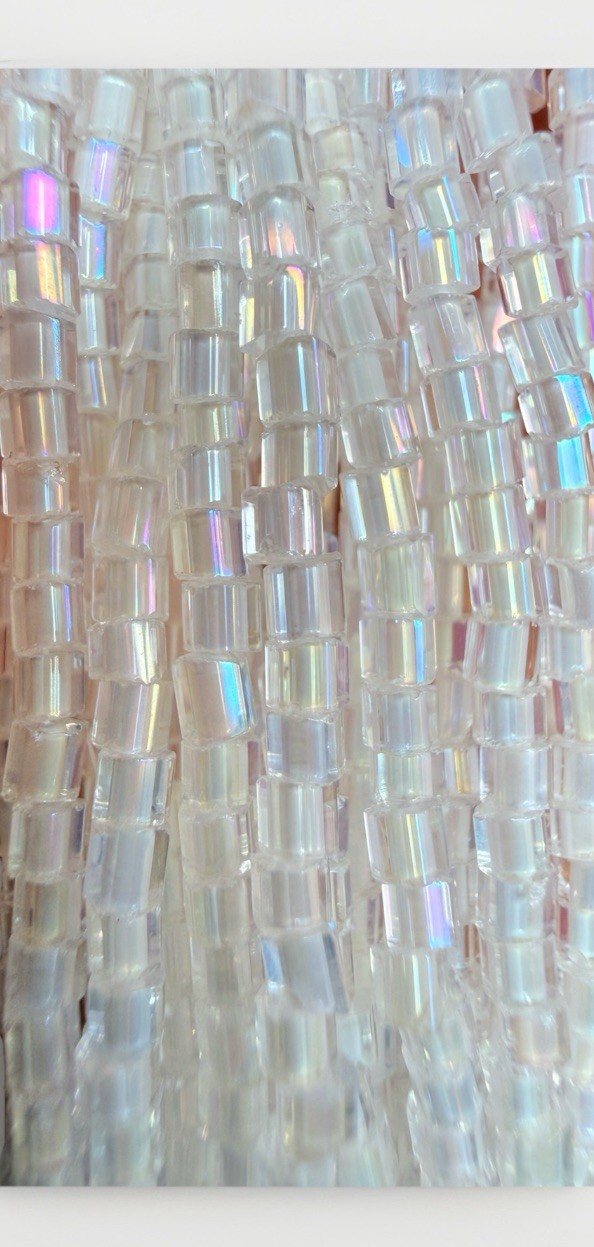 Hex Cut Czech Glass Seed Beads Bugle Clear AB
