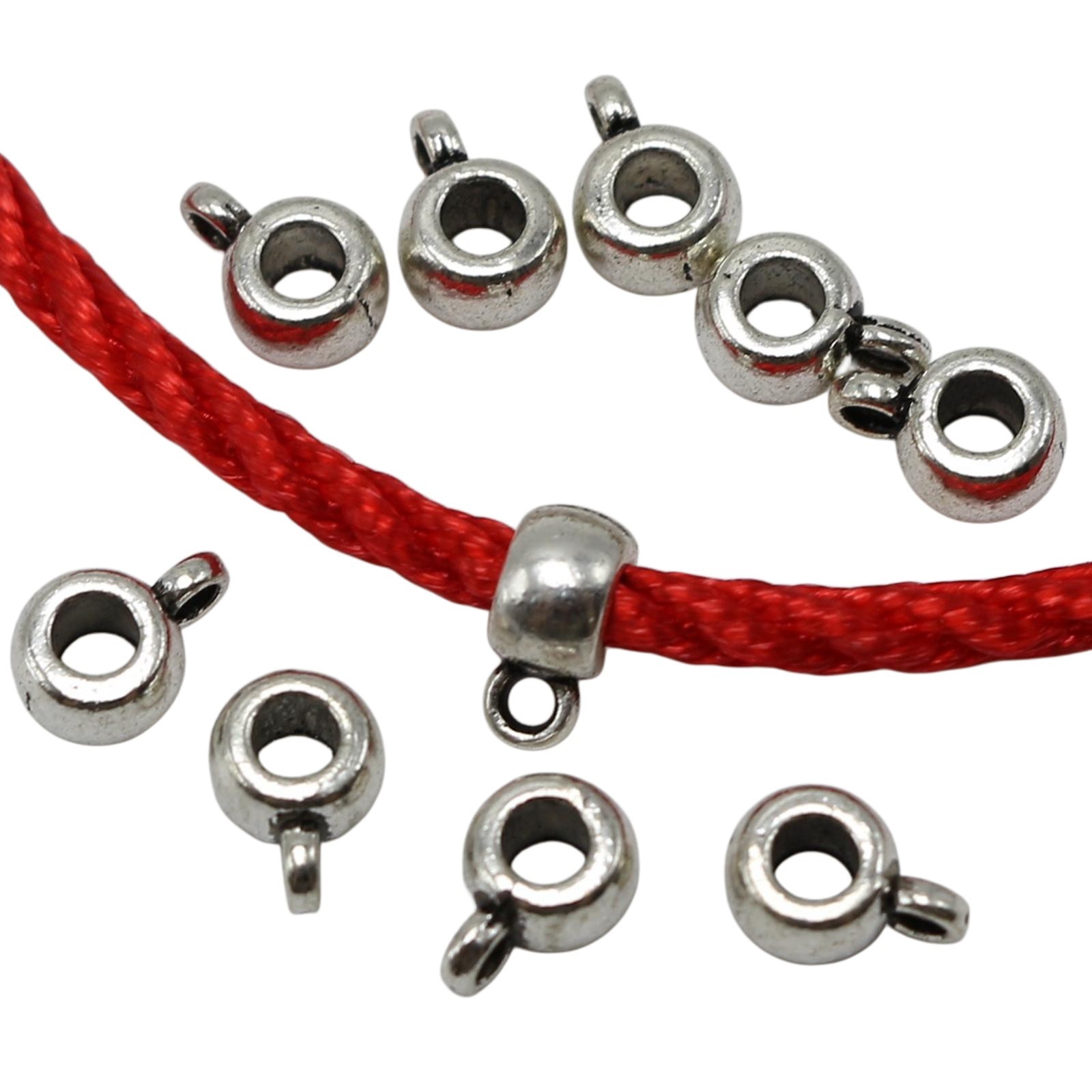 50 Tibetan Silver Smooth Bails 12X8mm Charm Beads Craft Pendant Hanger Links